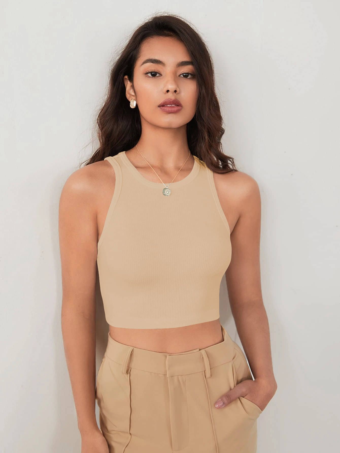     			TOOCHKI Women's Lycra Tank Top ( Beige )