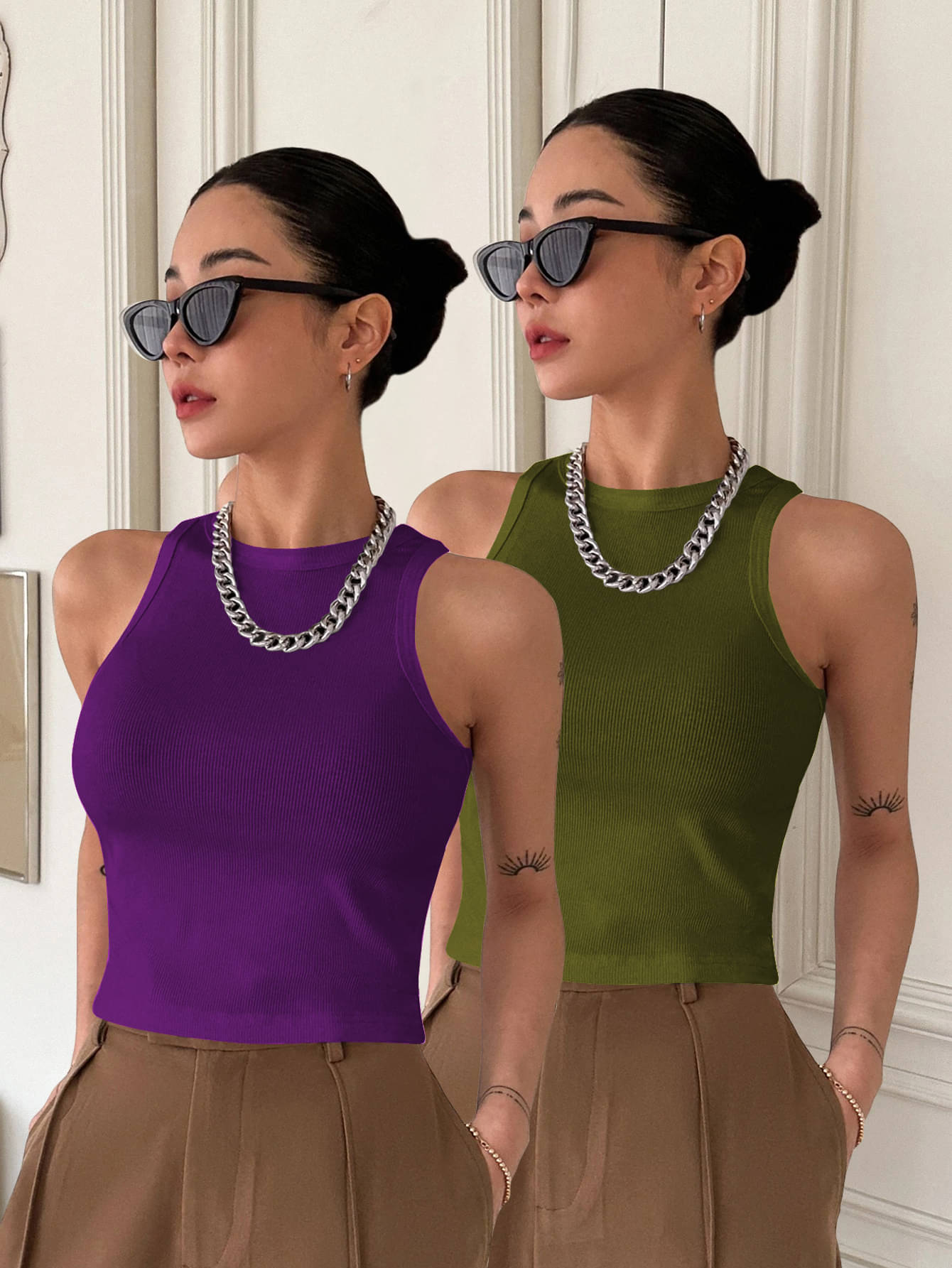 TOOCHKI Women's Lycra Tank Top ( Olive ) TOOCHKI Women's Lycra Tank Top ( Olive )