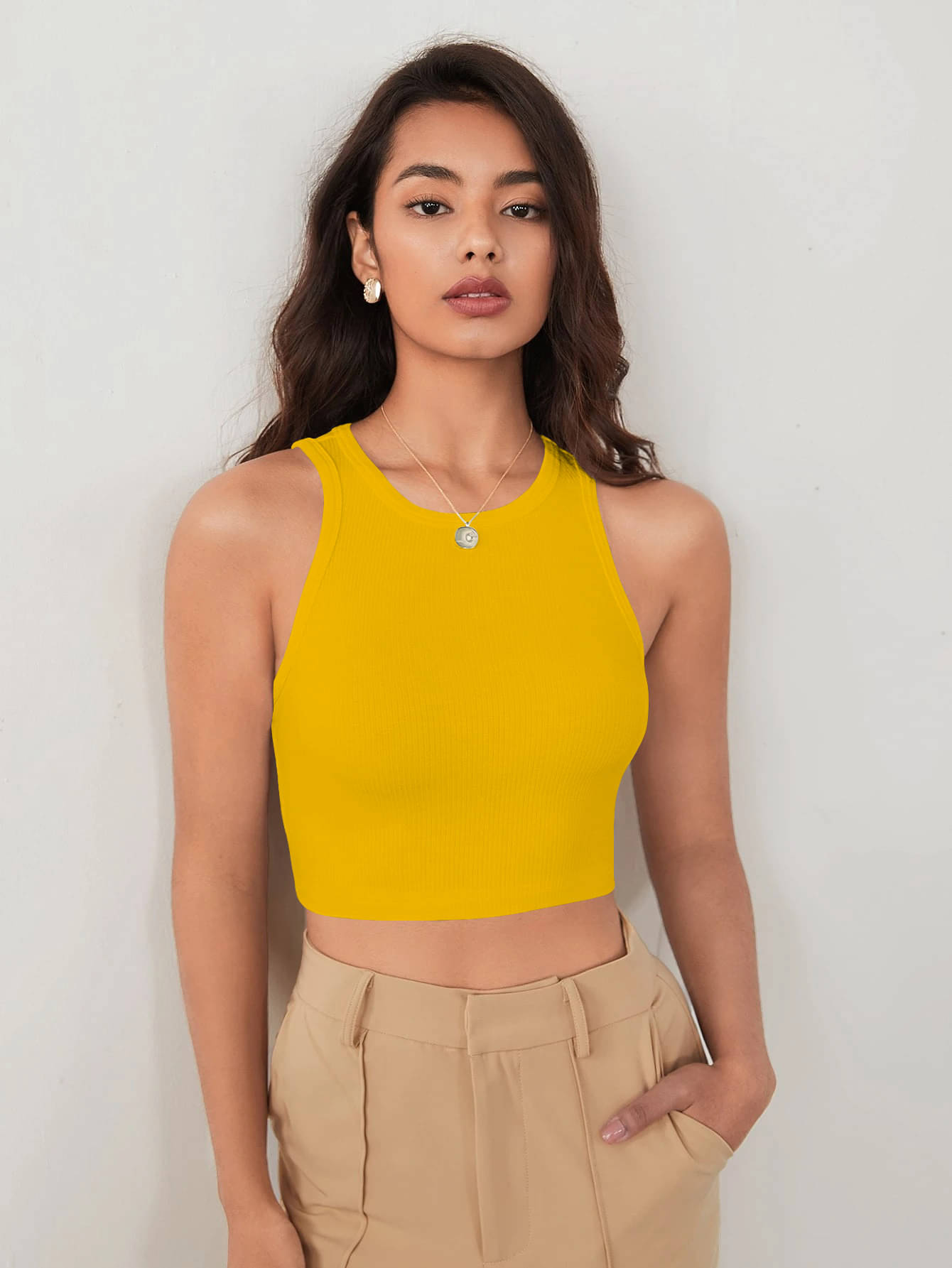     			TOOCHKI Women's Lycra Tank Top ( Mustard )