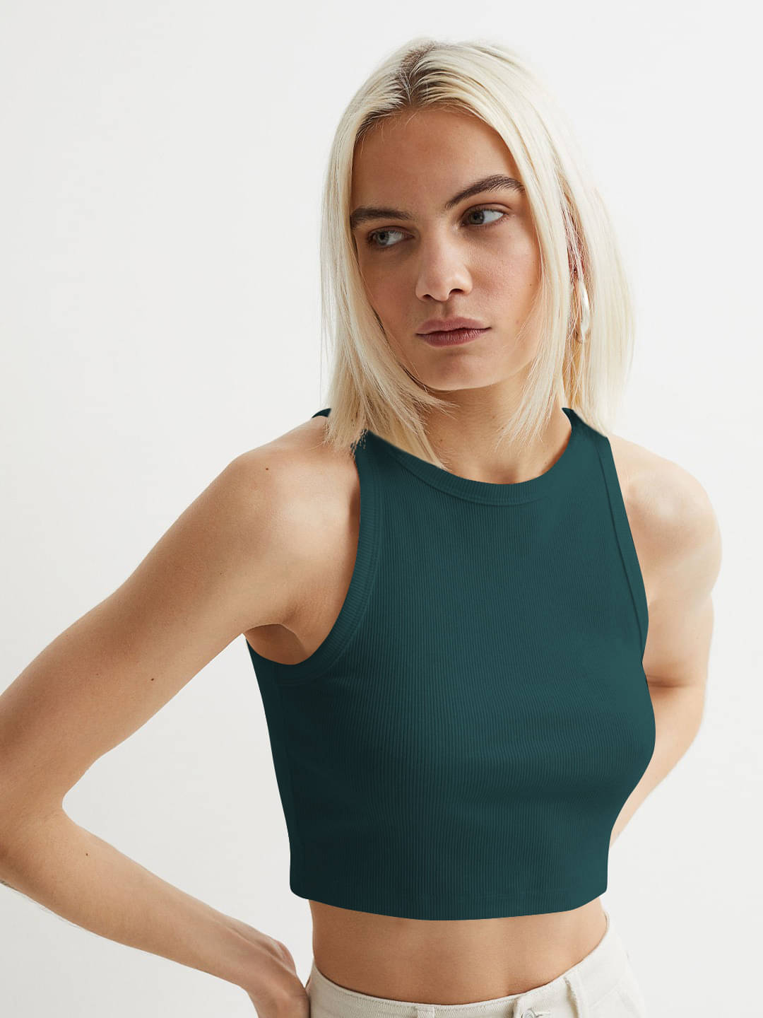     			TOOCHKI Women's Lycra Tank Top ( Green )