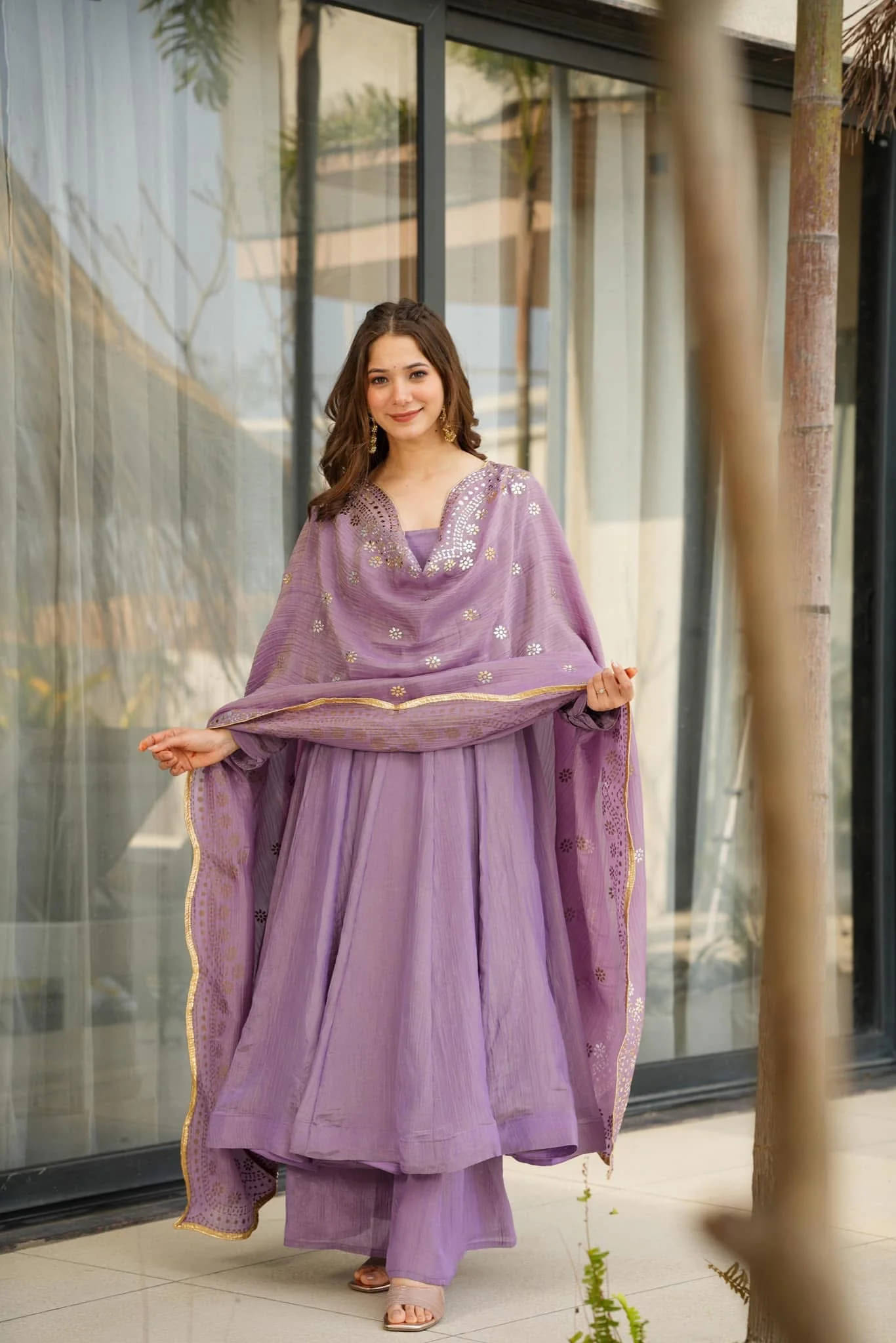 Trijal Fab Women Silk Self Design Anarkali Kurti With Palazzo ( Lavender ) Trijal Fab Women Silk Self Design Anarkali Kurti With Palazzo ( Lavender )