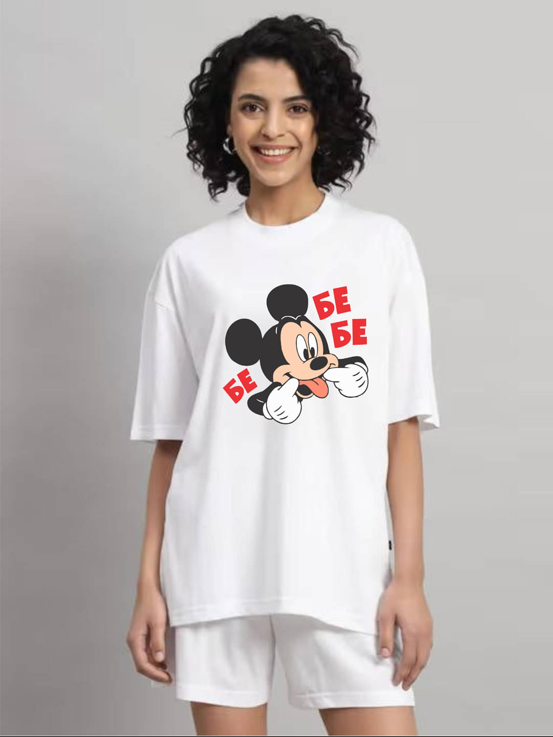 hesha Women Cotton Printed Oversized Fit Round Neck T-Shirt ( White ) hesha Women Cotton Printed Oversized Fit Round Neck T-Shirt ( White )