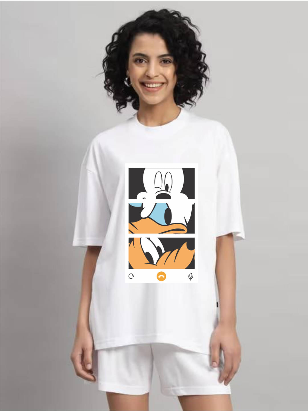 hesha Women Cotton Printed Oversized Fit Round Neck T-Shirt ( White ) hesha Women Cotton Printed Oversized Fit Round Neck T-Shirt ( White )