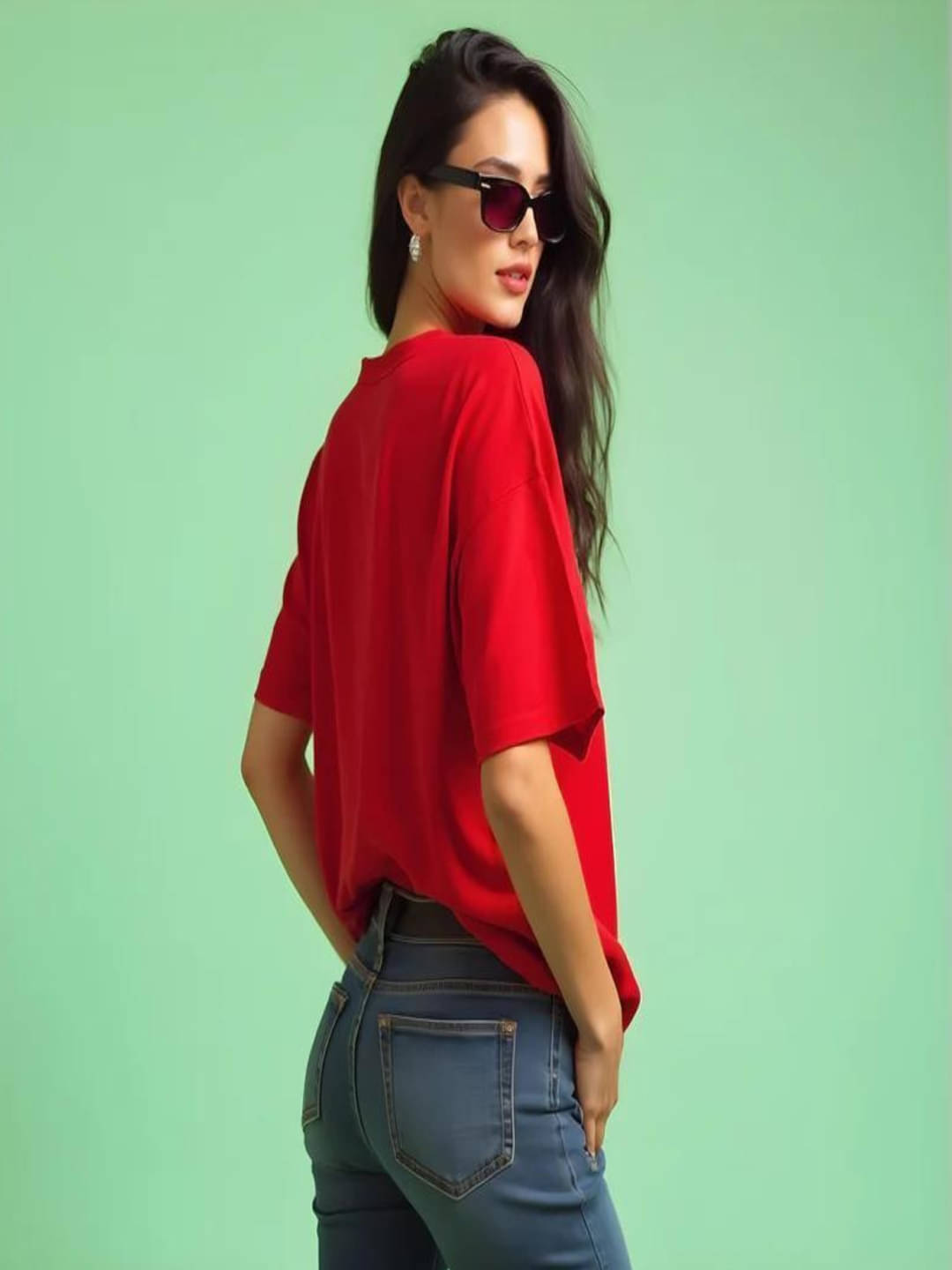 hesha Women Cotton Printed Oversized Fit Round Neck T-Shirt ( Red ) hesha Women Cotton Printed Oversized Fit Round Neck T-Shirt ( Red )