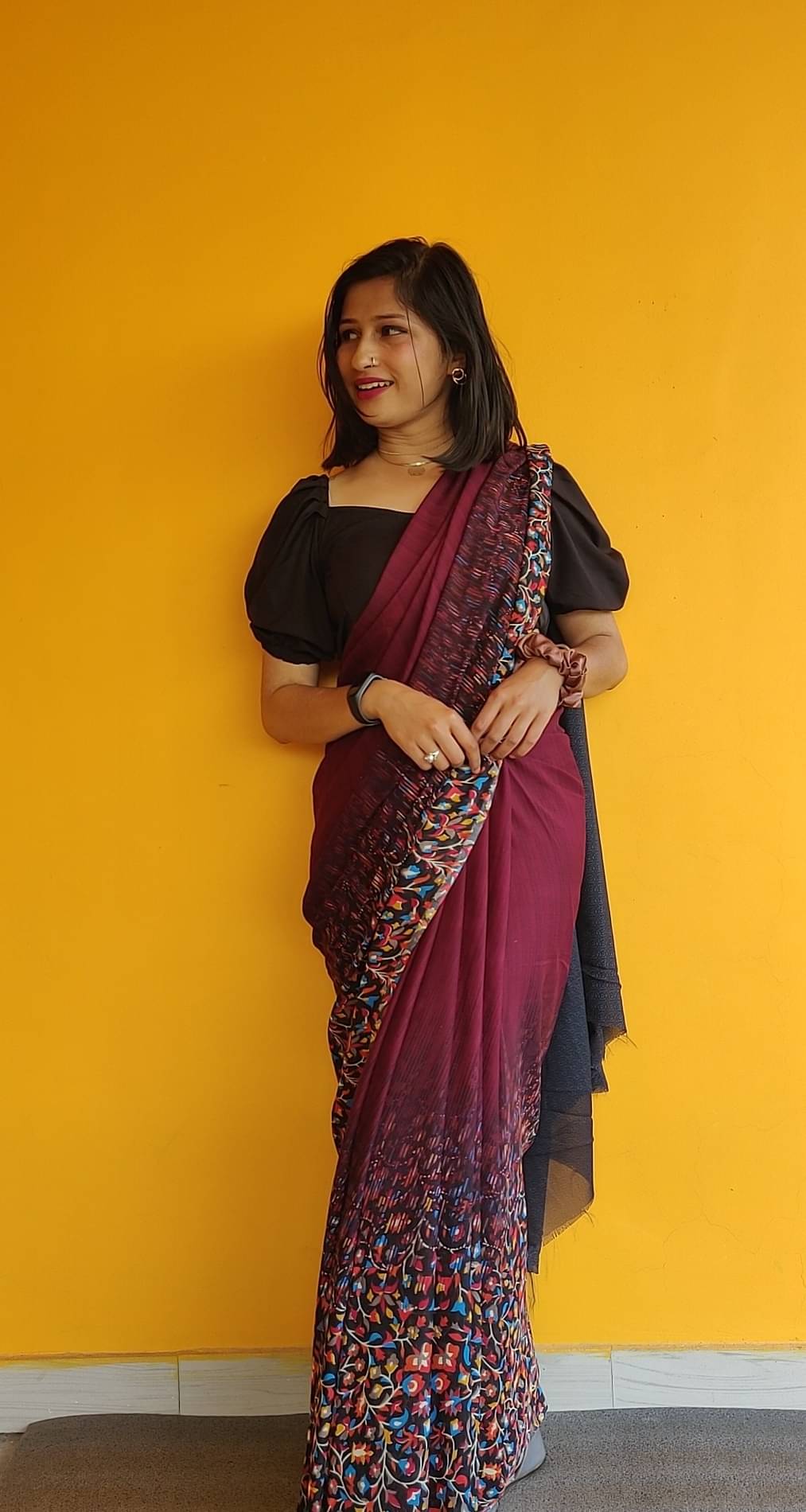 ANAND SAREES Georgette Printed Kasavu Saree With Unstitched Blouse Piece ( Maroon ) ANAND SAREES Georgette Printed Kasavu Saree With Unstitched Blouse Piece ( Maroon )