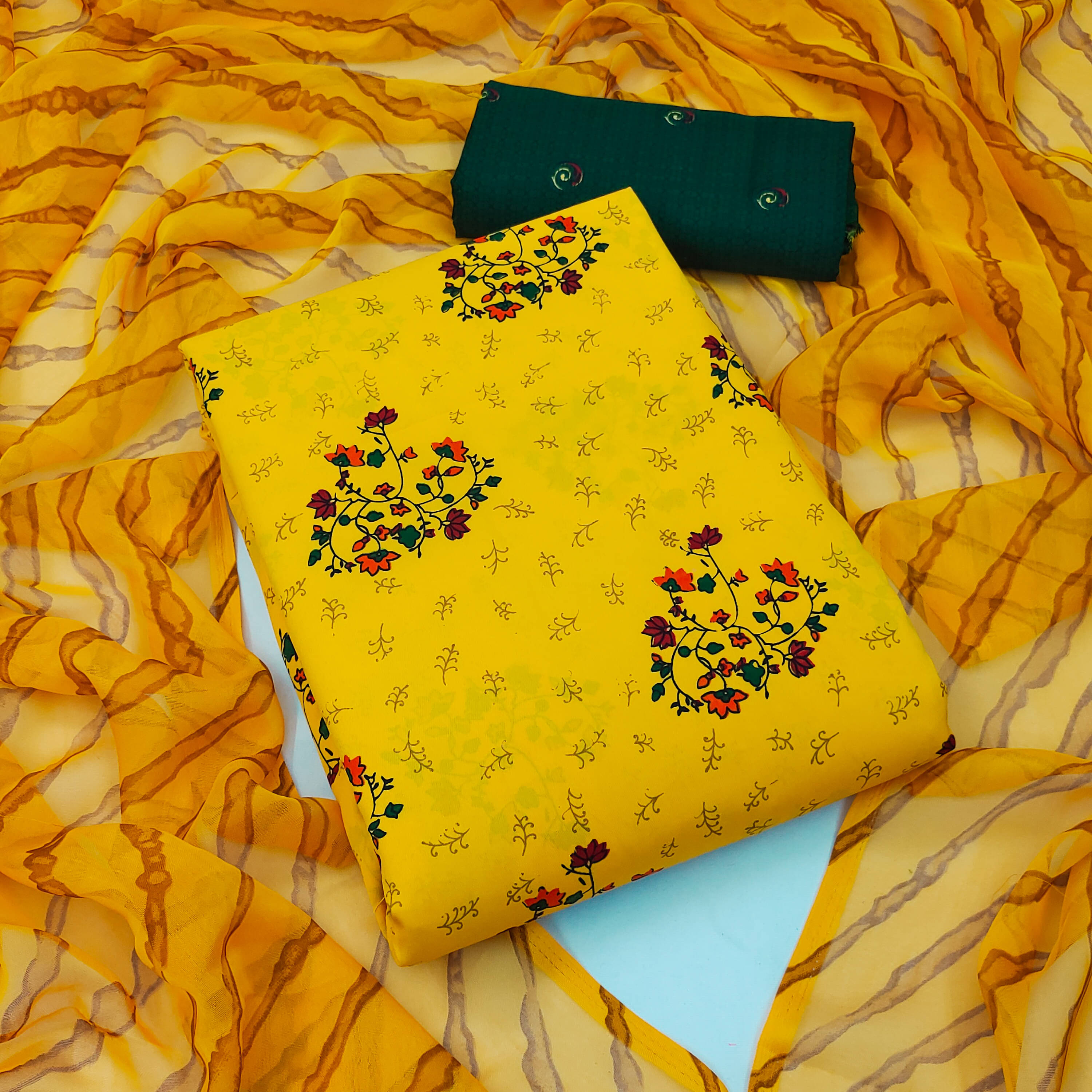 ANAND SAREES Women Crepe Unstitched Dress Material ( Yellow ) ANAND SAREES Women Crepe Unstitched Dress Material ( Yellow )