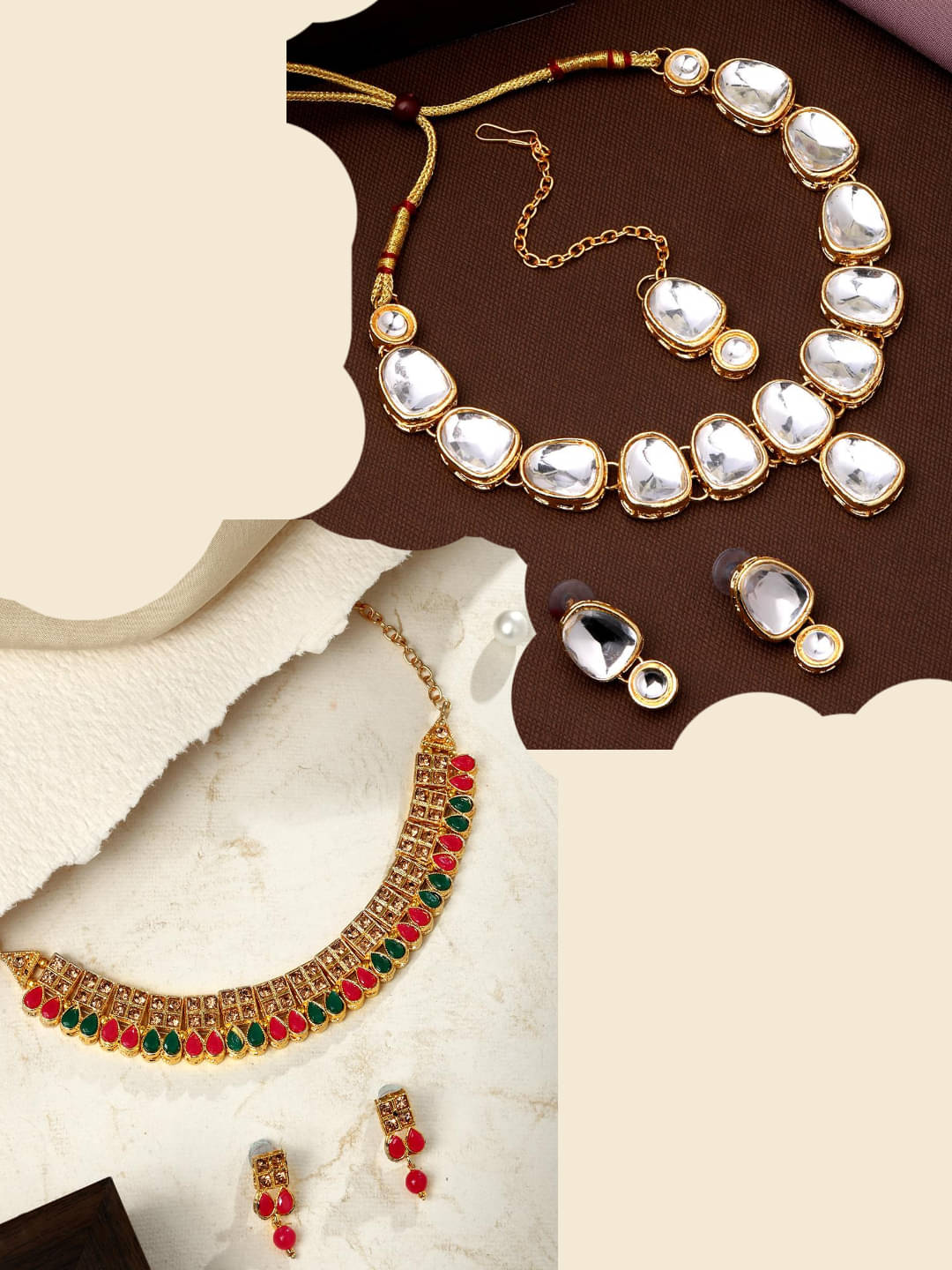     			Asmitta Jewellery Golden Alloy Necklace Set ( Pack of 2 )