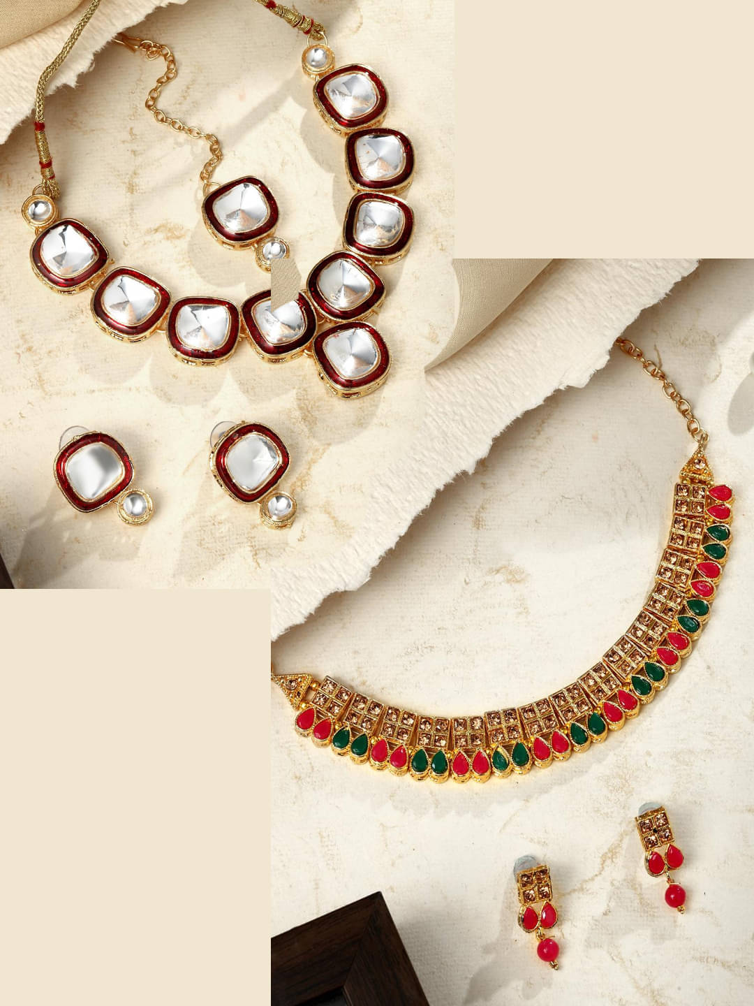     			Asmitta Jewellery Golden Alloy Necklace Set ( Pack of 2 )