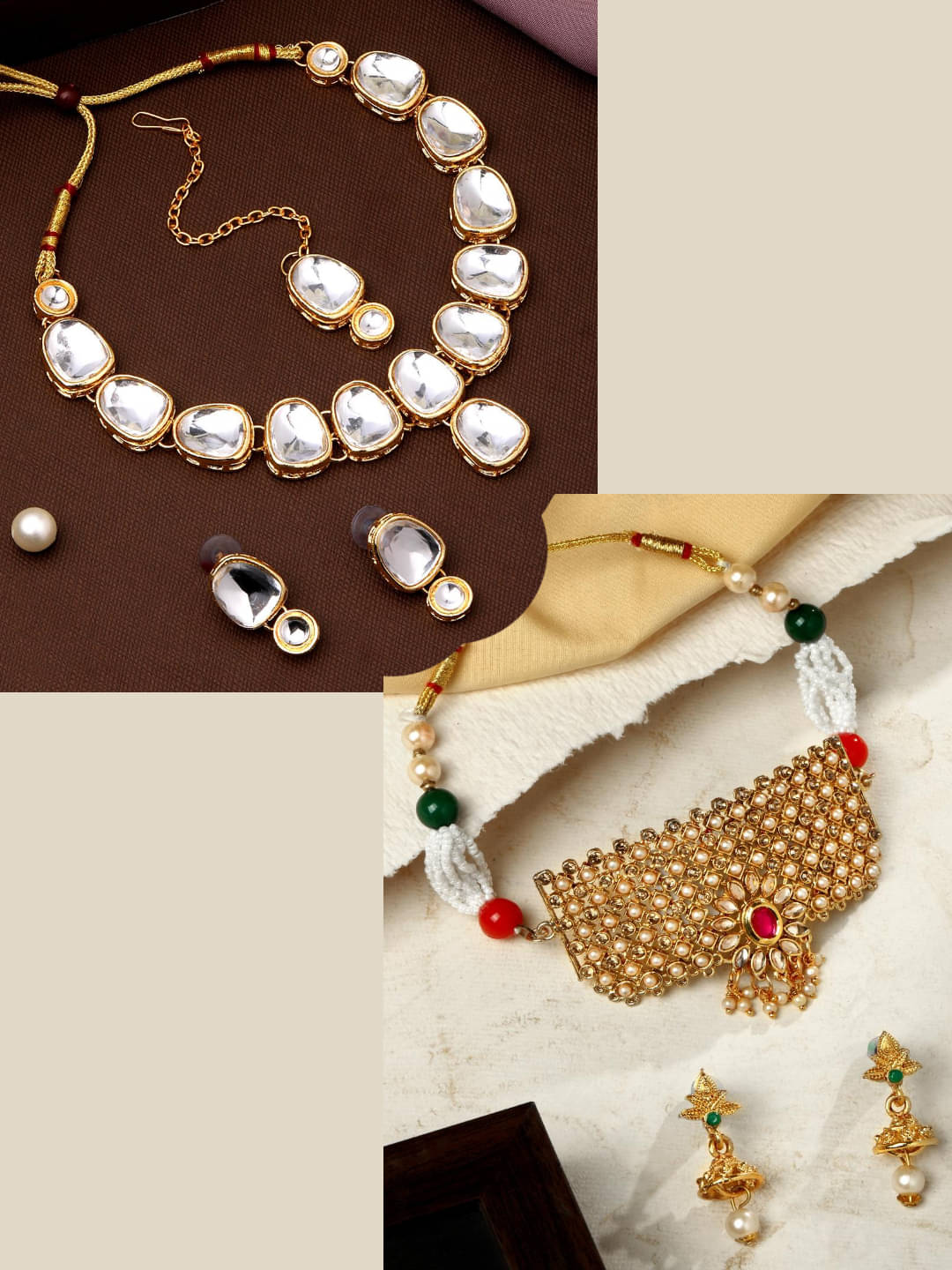     			Asmitta Jewellery Golden Alloy Necklace Set ( Pack of 2 )