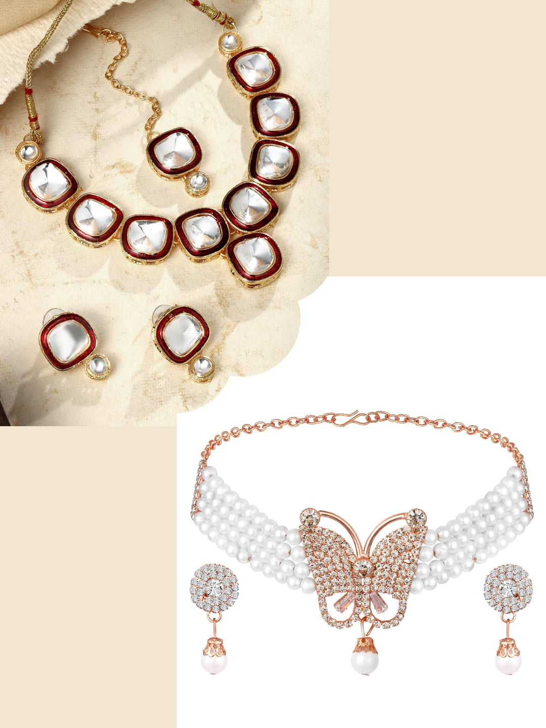     			Asmitta Jewellery Golden Alloy Necklace Set ( Pack of 2 )