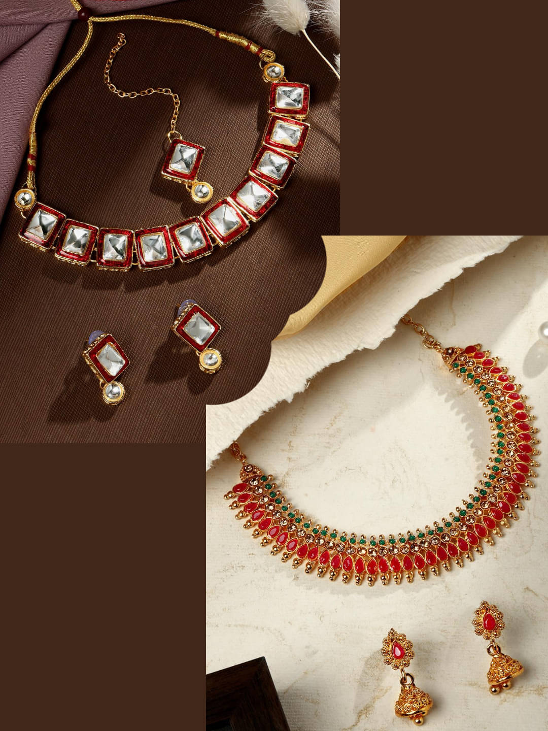     			Asmitta Jewellery Golden Alloy Necklace Set ( Pack of 2 )