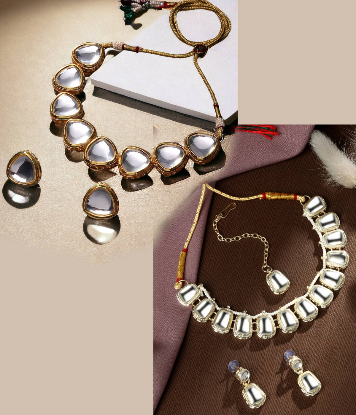     			Asmitta Jewellery Golden Alloy Necklace Set ( Pack of 2 )