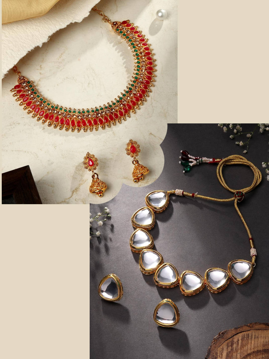     			Asmitta Jewellery Golden Alloy Necklace Set ( Pack of 2 )