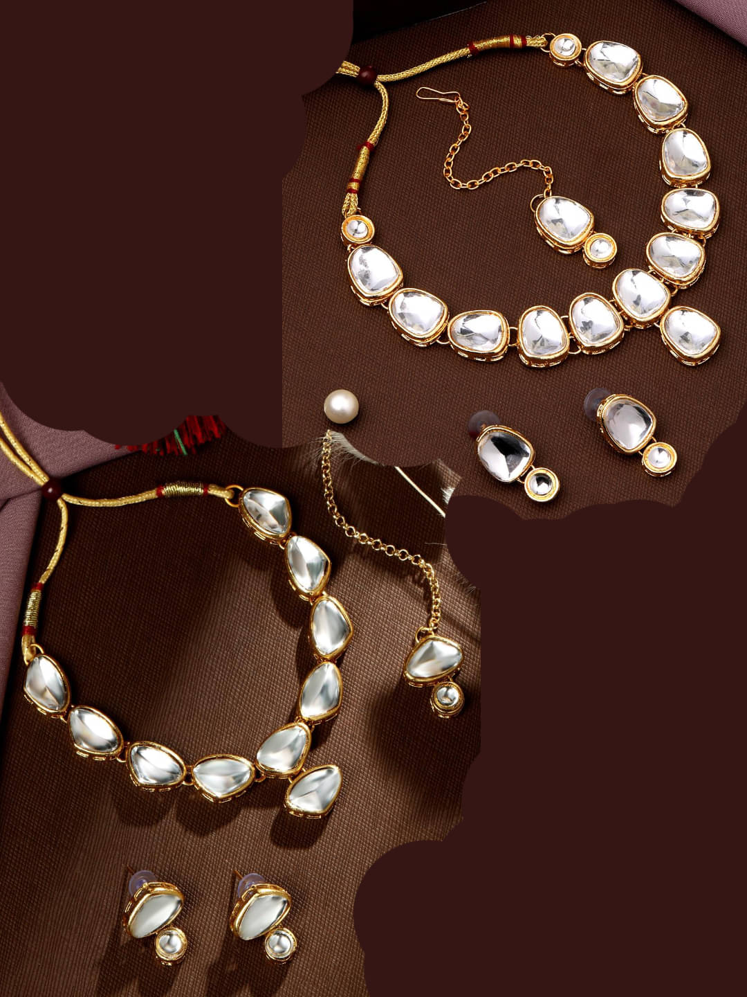     			Asmitta Jewellery Golden Alloy Necklace Set ( Pack of 2 )