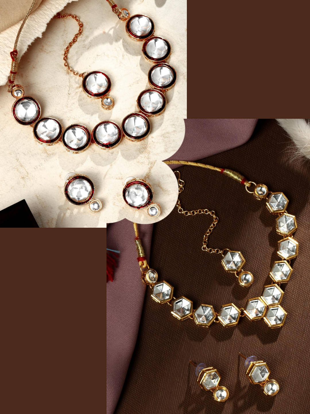     			Asmitta Jewellery Golden Alloy Necklace Set ( Pack of 2 )