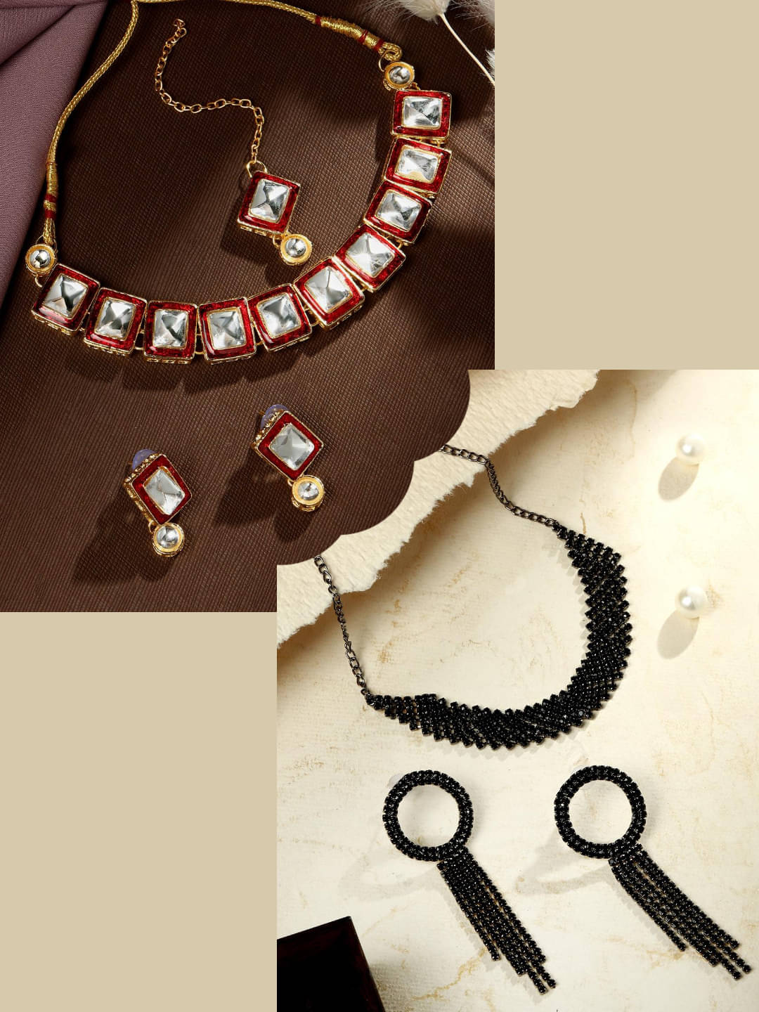     			Asmitta Jewellery Golden Alloy Necklace Set ( Pack of 2 )
