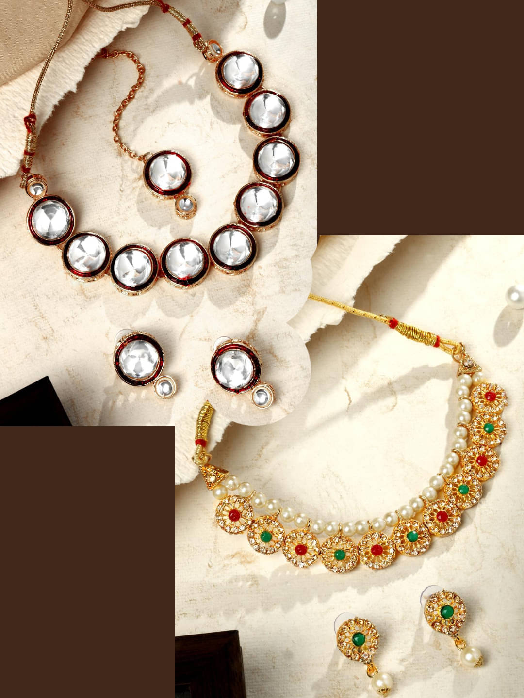     			Asmitta Jewellery Golden Alloy Necklace Set ( Pack of 2 )