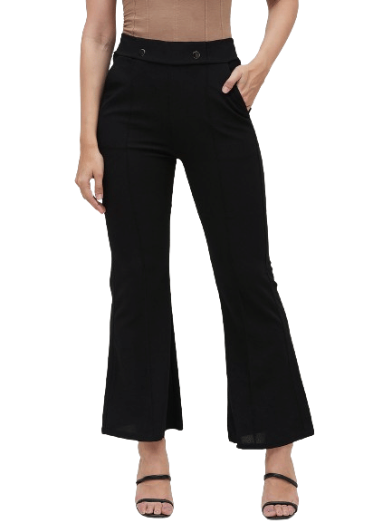     			Bitterlime Pack of 1 Polyester Bootcut Women's Casual Pants ( Black )