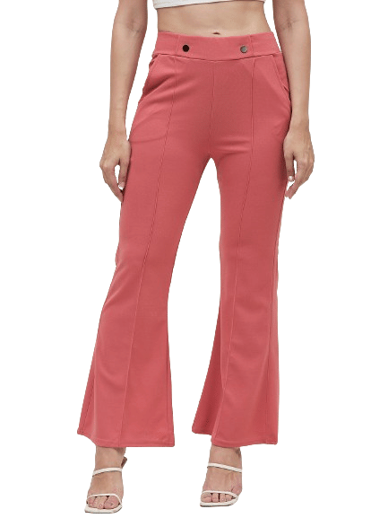    			Bitterlime Pack of 1 Polyester Bootcut Women's Casual Pants ( Pink )