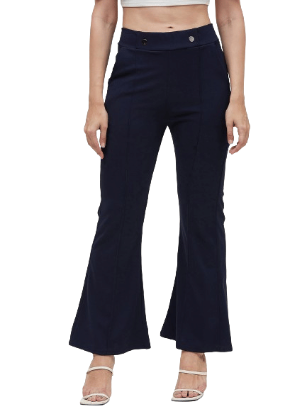     			Bitterlime Pack of 1 Polyester Bootcut Women's Casual Pants ( Navy Blue )