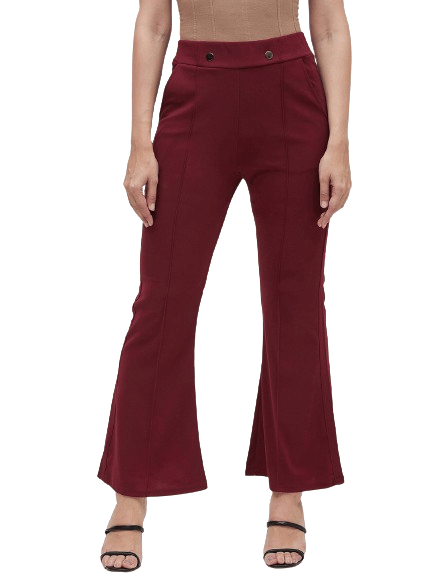     			Bitterlime Pack of 1 Polyester Bootcut Women's Casual Pants ( Red )