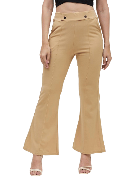    			Bitterlime Pack of 1 Polyester Bootcut Women's Casual Pants ( Beige )