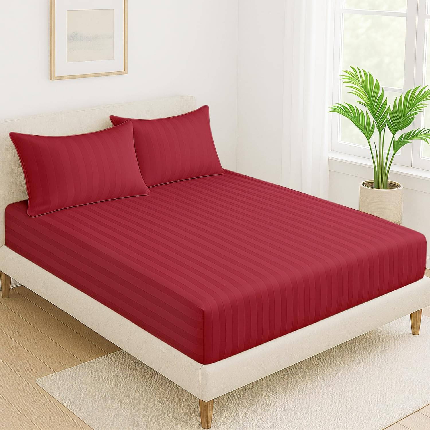 DOMES FAB Satin 1 Double Bedsheet with 2 Pillow Covers ( Maroon ) DOMES FAB Satin 1 Double Bedsheet with 2 Pillow Covers ( Maroon )