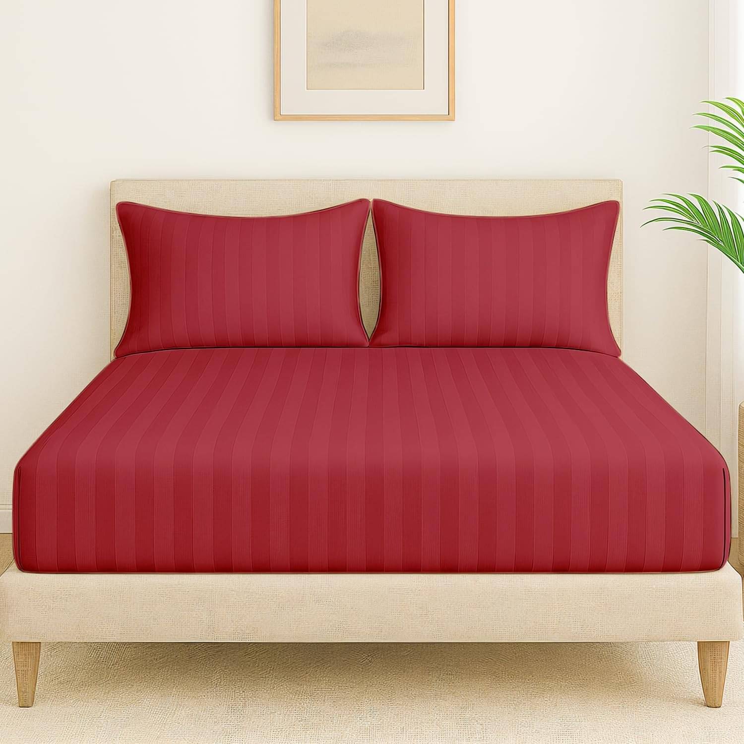 DOMES FAB Satin 1 Double Bedsheet with 2 Pillow Covers ( Maroon ) DOMES FAB Satin 1 Double Bedsheet with 2 Pillow Covers ( Maroon )
