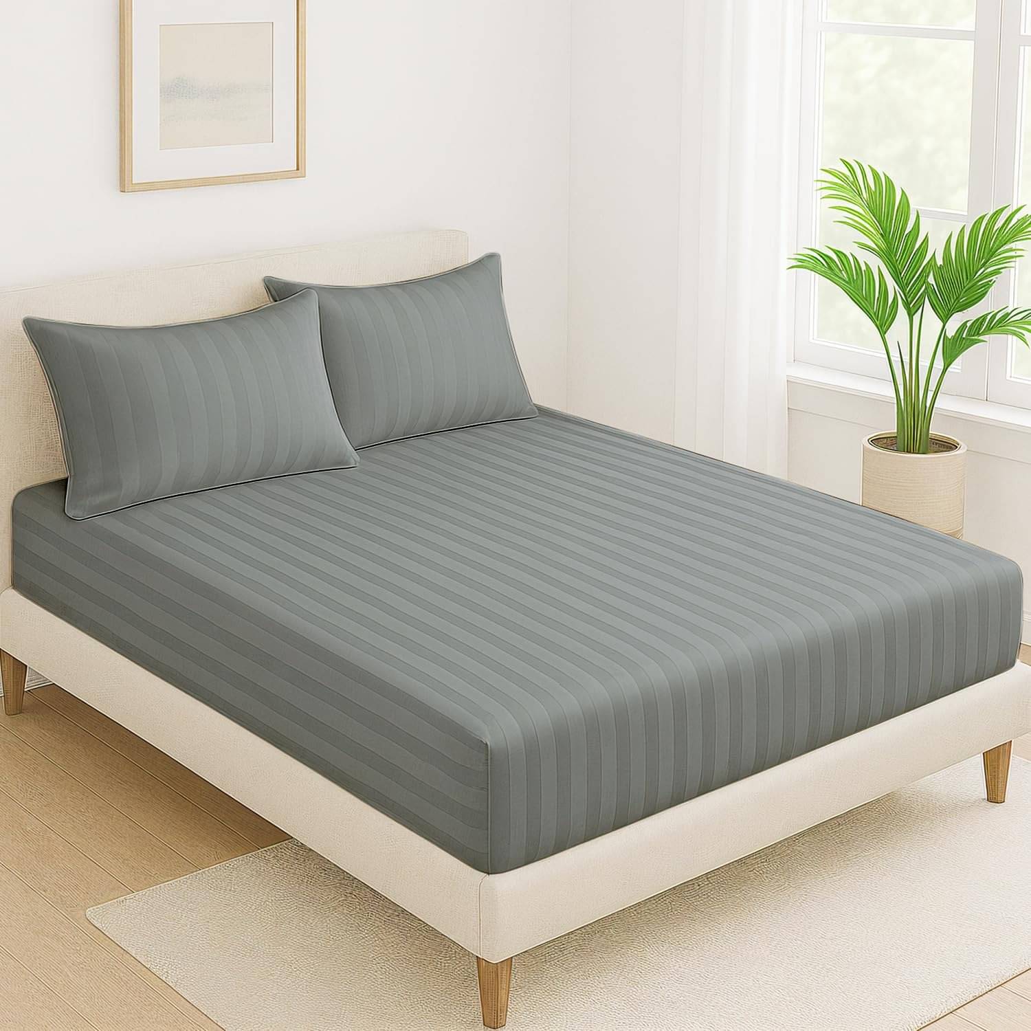 DOMES FAB Satin 1 Double Bedsheet with 2 Pillow Covers ( Grey ) DOMES FAB Satin 1 Double Bedsheet with 2 Pillow Covers ( Grey )