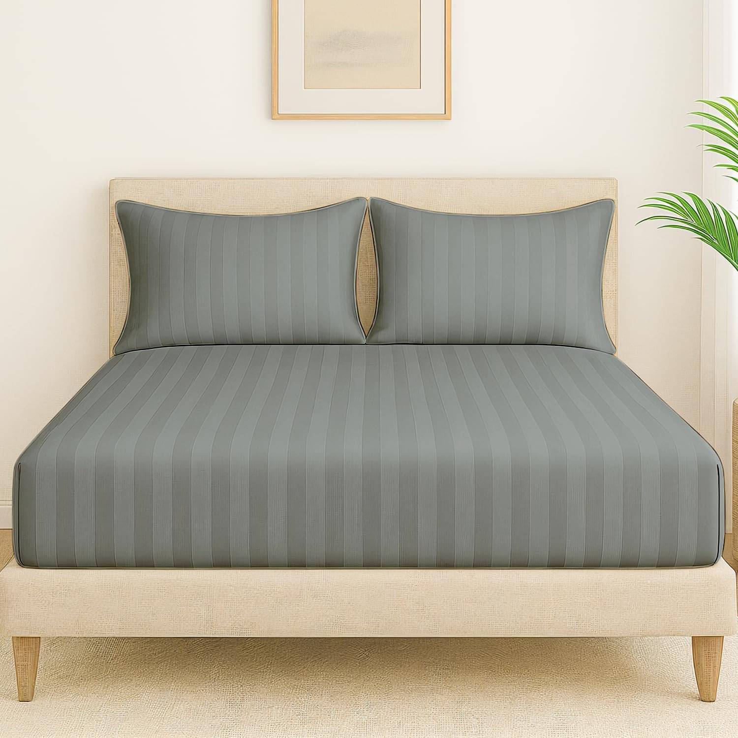 DOMES FAB Satin 1 Double Bedsheet with 2 Pillow Covers ( Grey ) DOMES FAB Satin 1 Double Bedsheet with 2 Pillow Covers ( Grey )