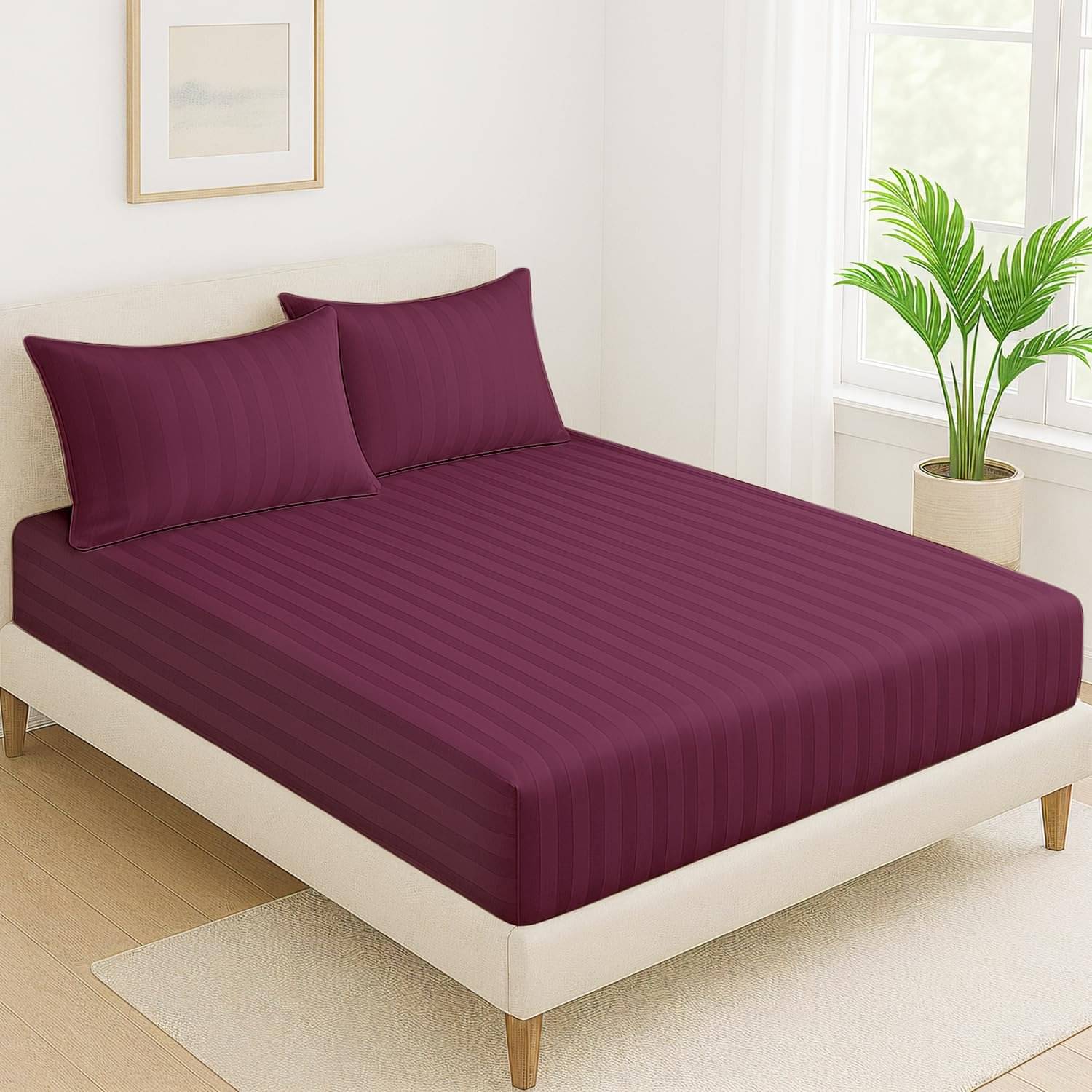 DOMES FAB Satin 1 Double Queen Bedsheet with 2 Pillow Covers ( Purple ) DOMES FAB Satin 1 Double Queen Bedsheet with 2 Pillow Covers ( Purple )