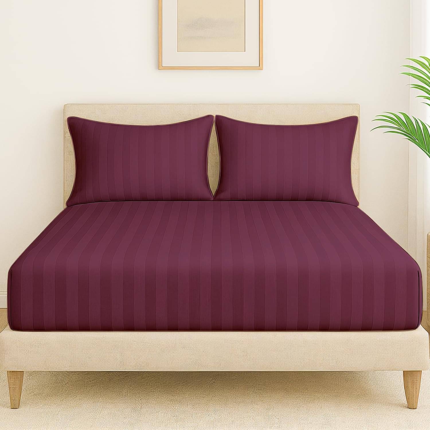 DOMES FAB Satin 1 Double Queen Bedsheet with 2 Pillow Covers ( Purple ) DOMES FAB Satin 1 Double Queen Bedsheet with 2 Pillow Covers ( Purple )