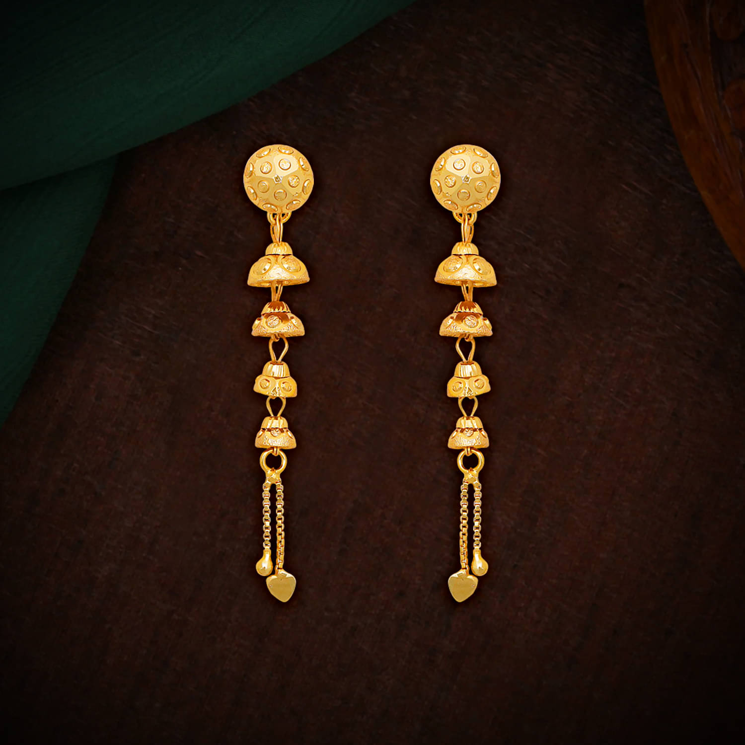     			Drashti Collection Golden Jhumki Earrings ( Pack of 1 )