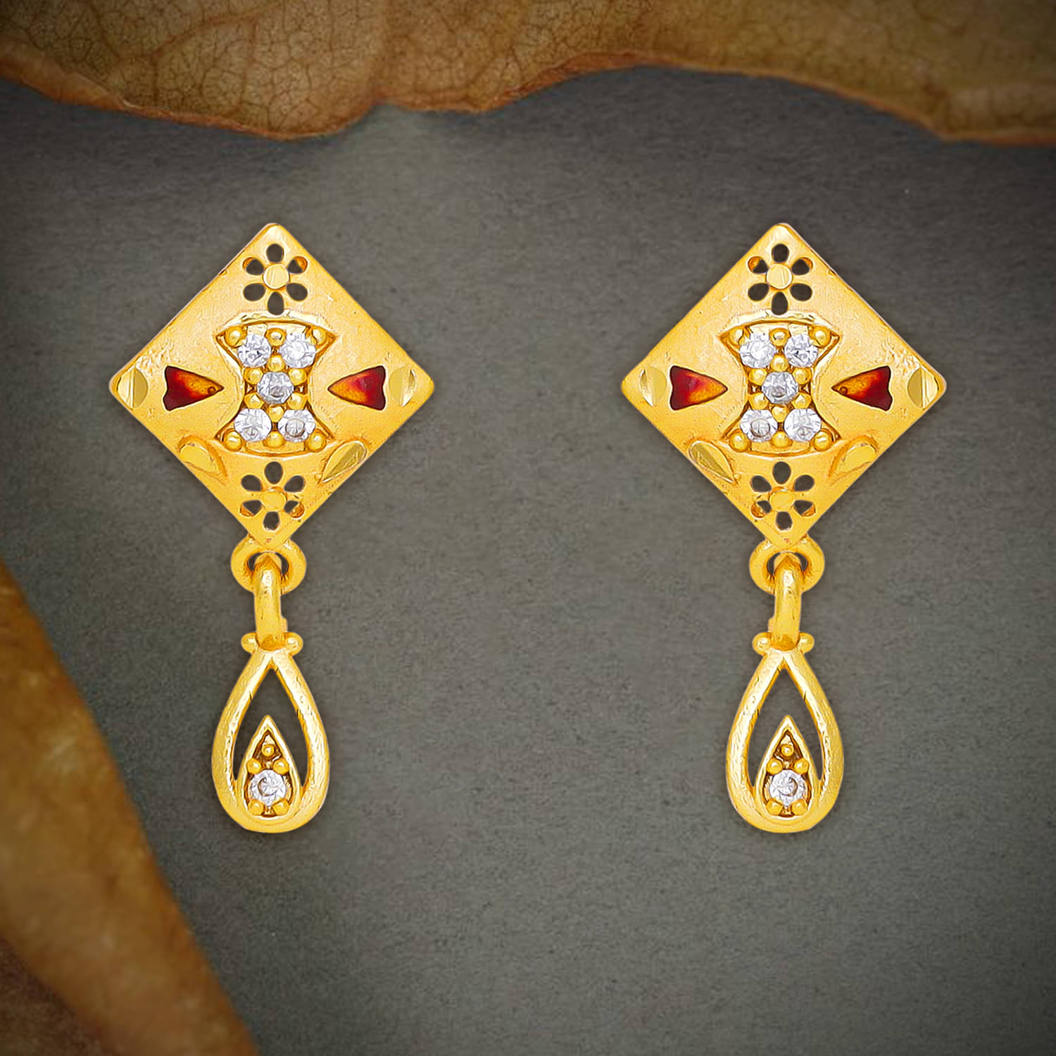     			Drashti Collection Golden Jhumki Earrings ( Pack of 1 )