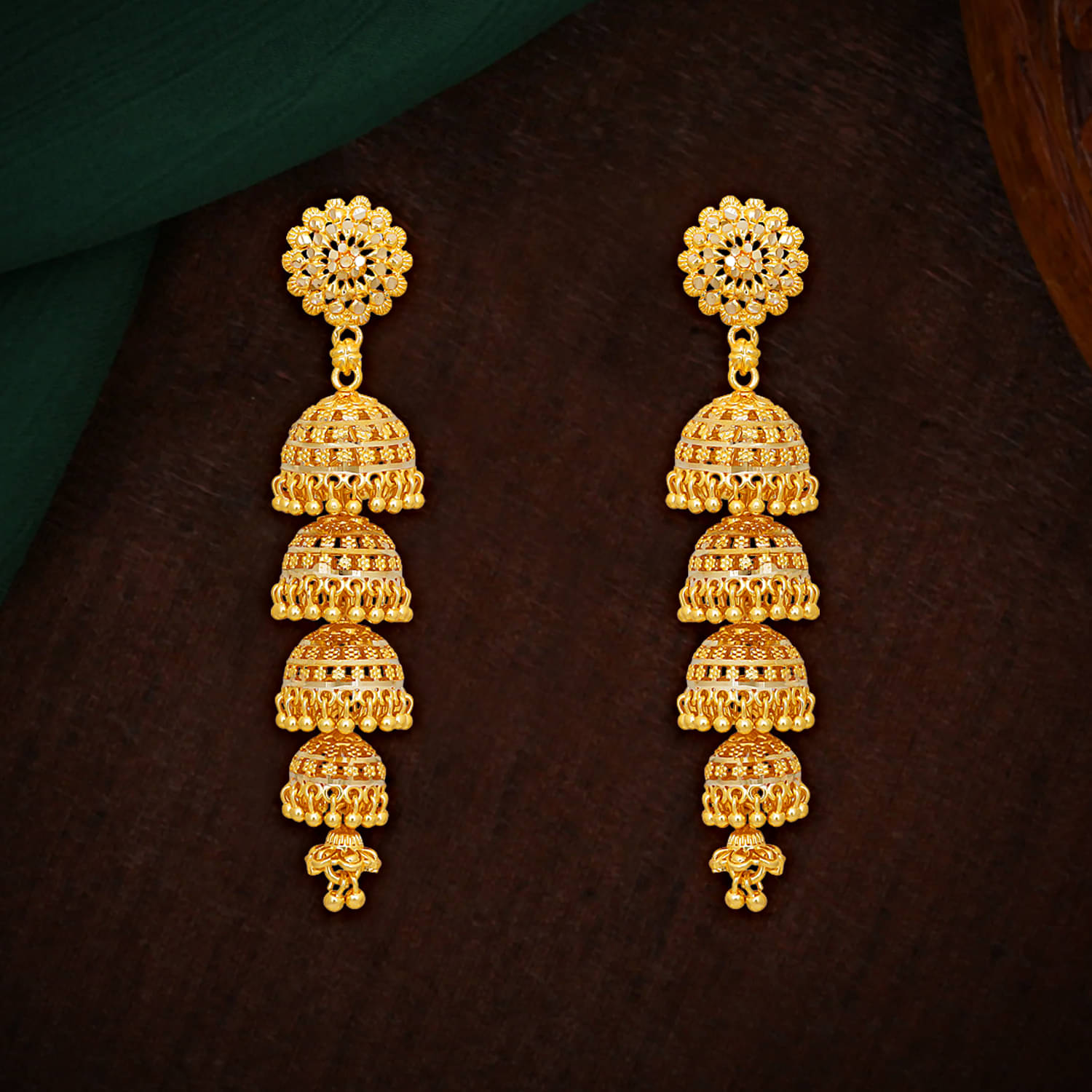     			Drashti Collection Golden Jhumki Earrings ( Pack of 1 )