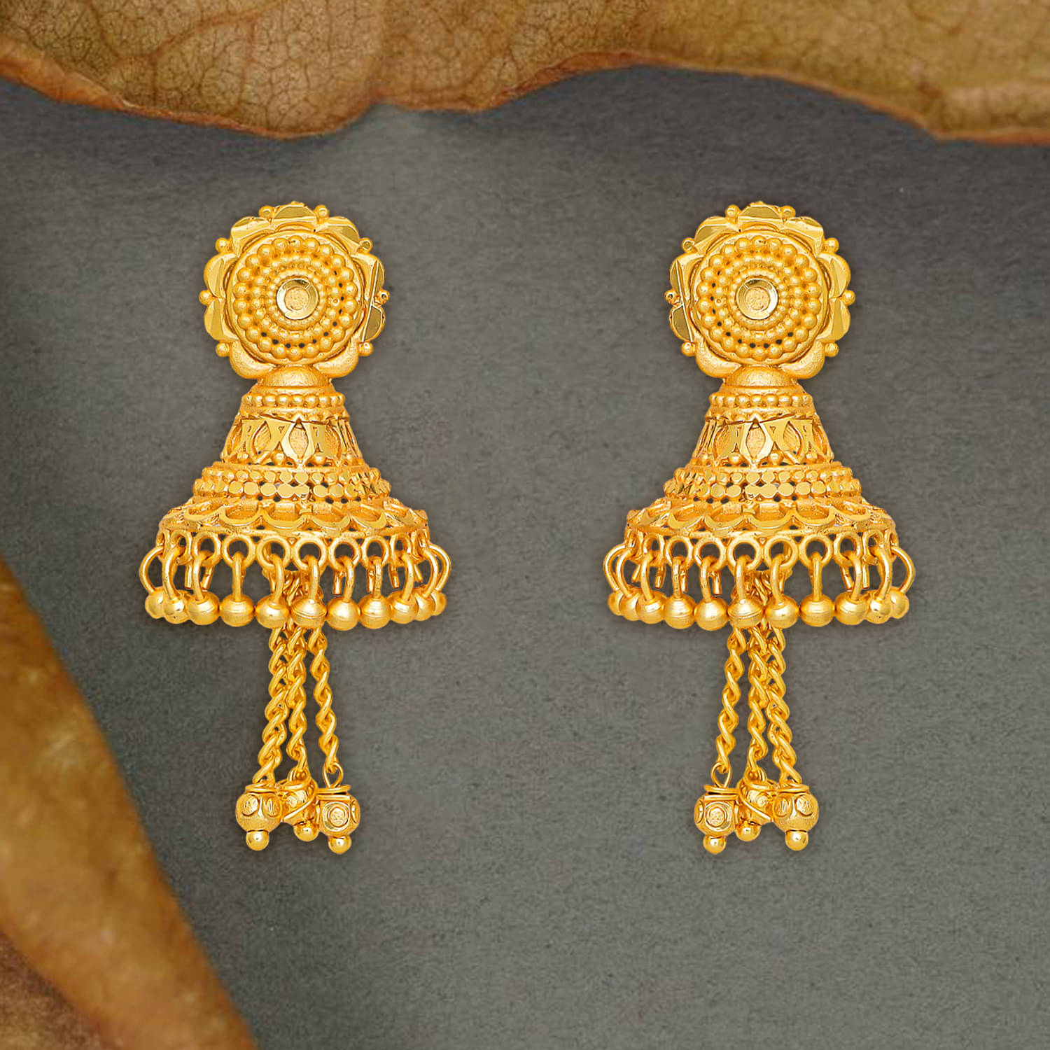     			Drashti Collection Golden Jhumki Earrings ( Pack of 1 )