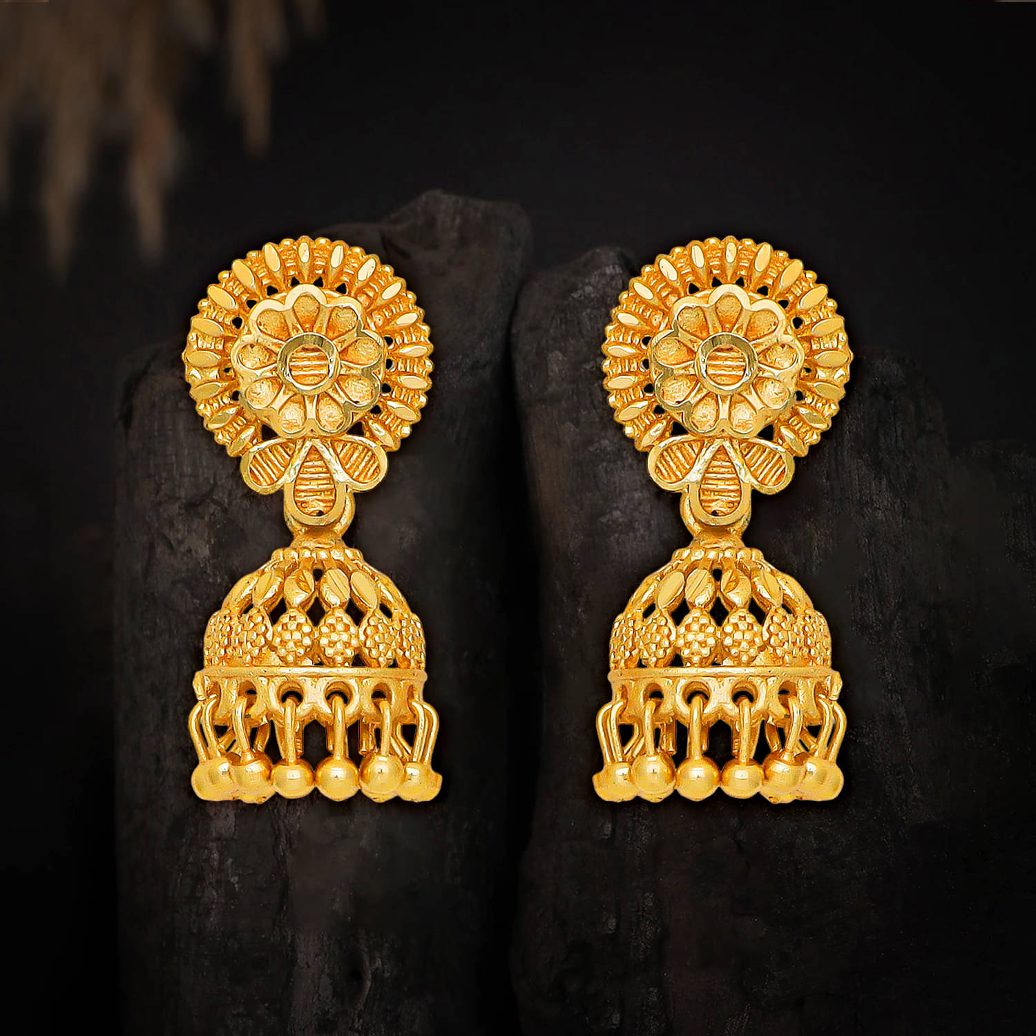     			Drashti Collection Golden Jhumki Earrings ( Pack of 1 )