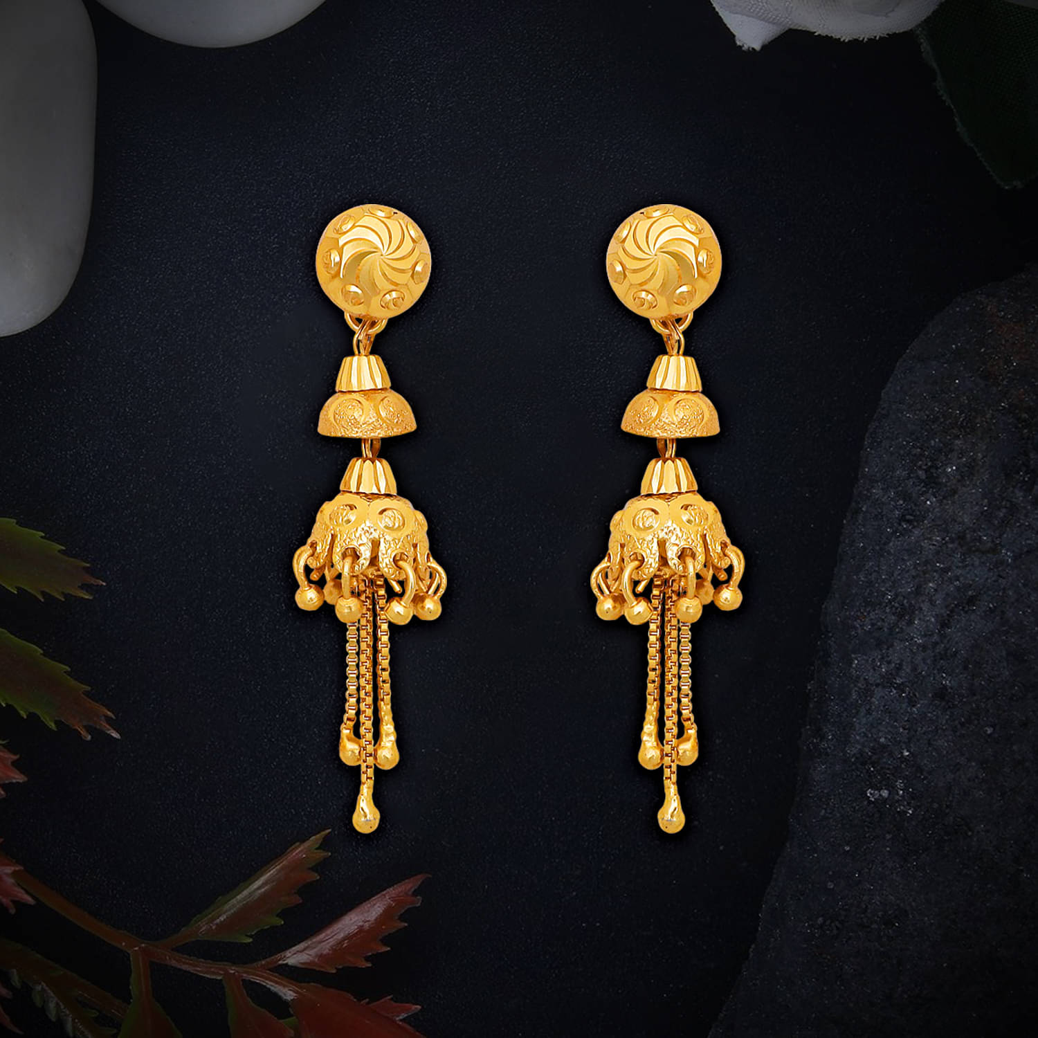     			Drashti Collection Golden Jhumki Earrings ( Pack of 1 )