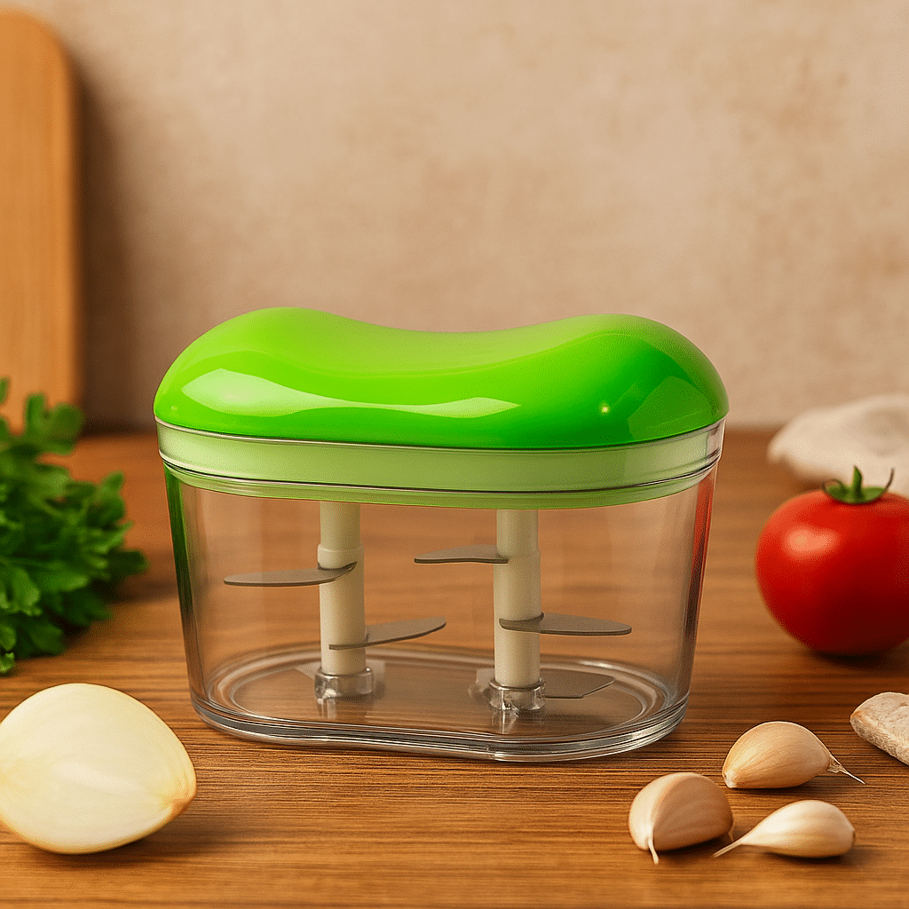     			Forward & Backward Motion Hand Chopper – Dual Blade Manual Vegetable Cutter