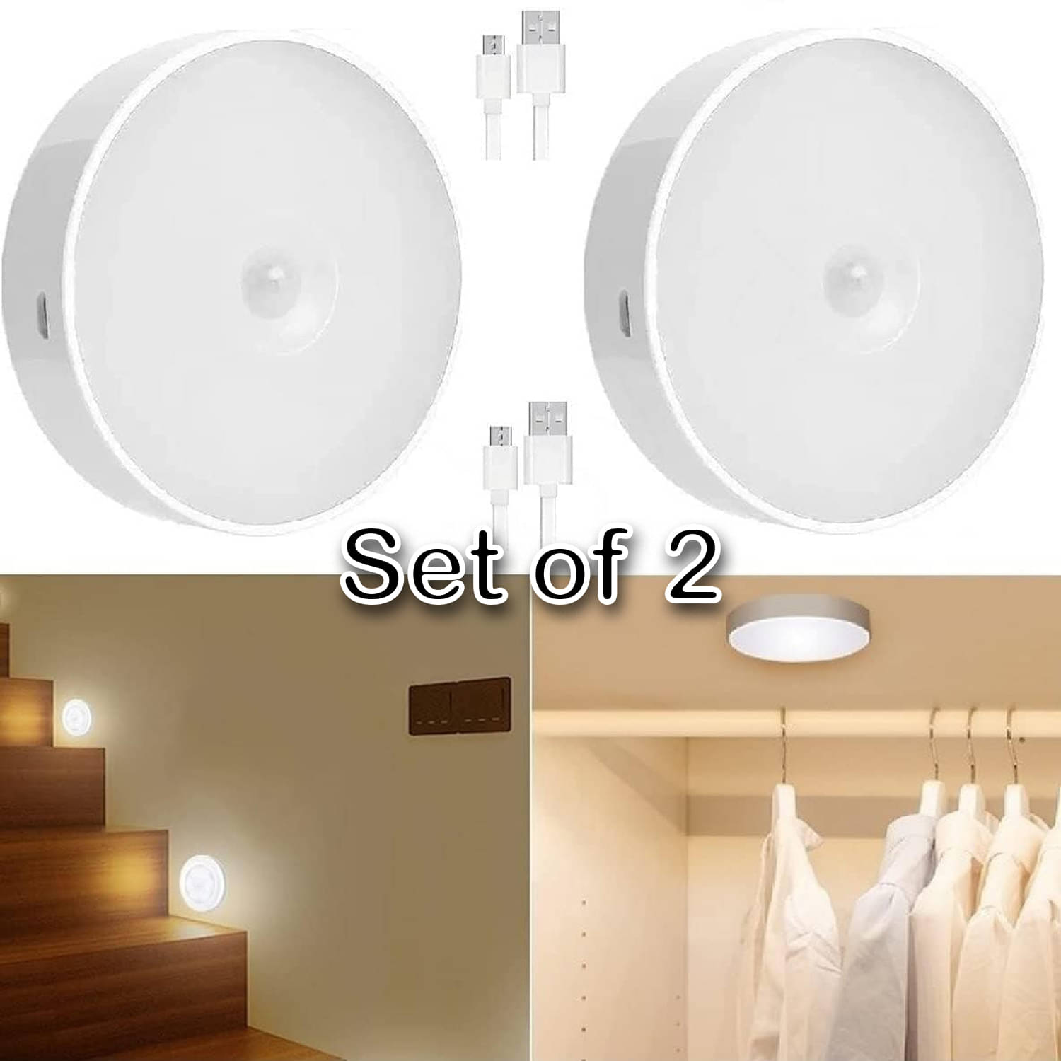 GEEO Motion Sensor Light White - Pack of 2 GEEO Motion Sensor Light White - Pack of 2