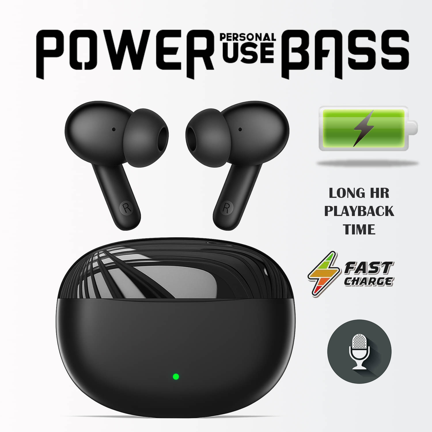     			HUG PUPPY TWS Earbuds (Black) | UPTO 48H Playtime | Deep Bass | Bluetooth 5.3 for iOS & Android