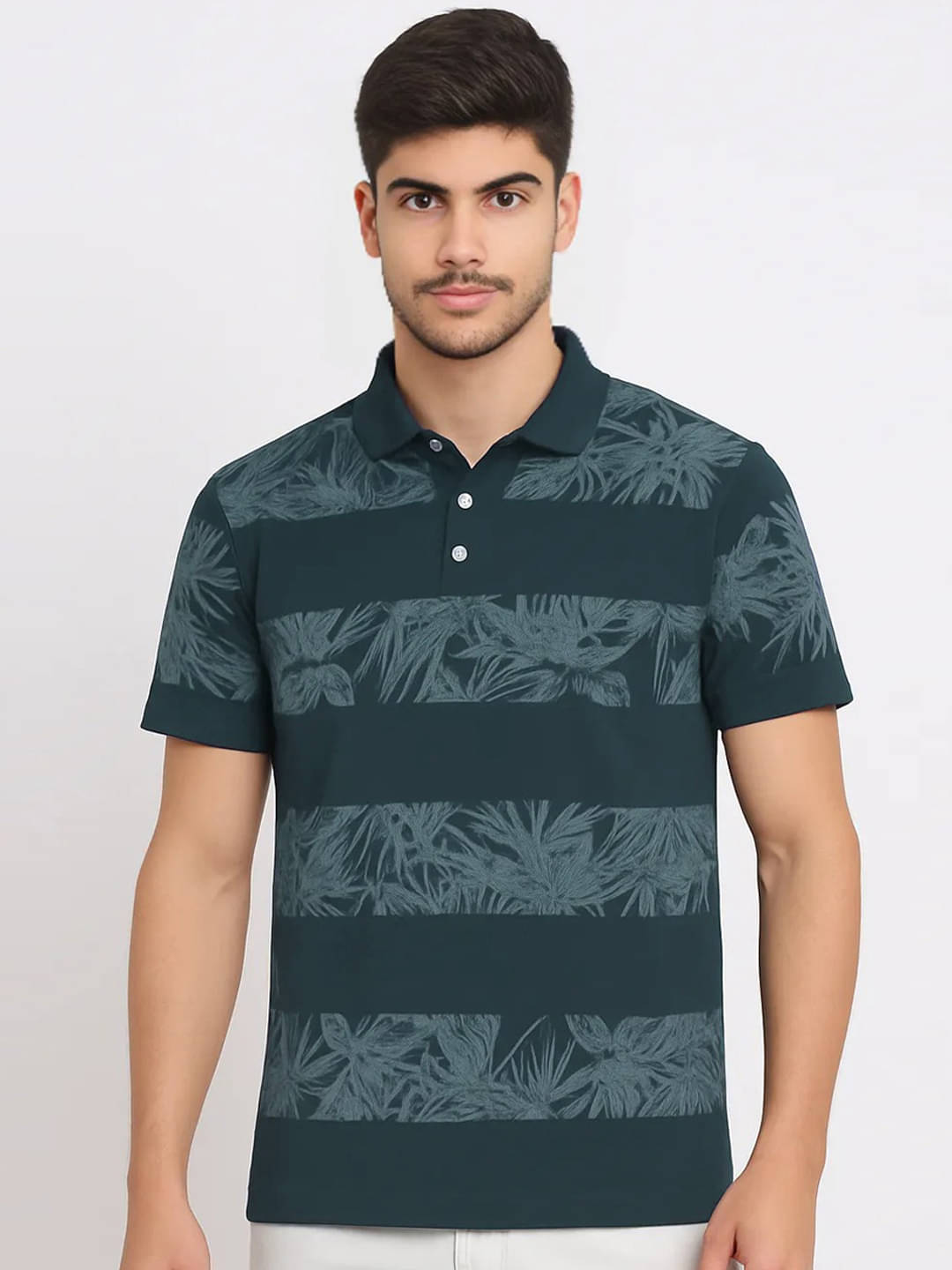 Hushbucks Men Polyester Regular Fit Printed Polo T Shirt ( Dark Green ) Hushbucks Men Polyester Regular Fit Printed Polo T Shirt ( Dark Green )