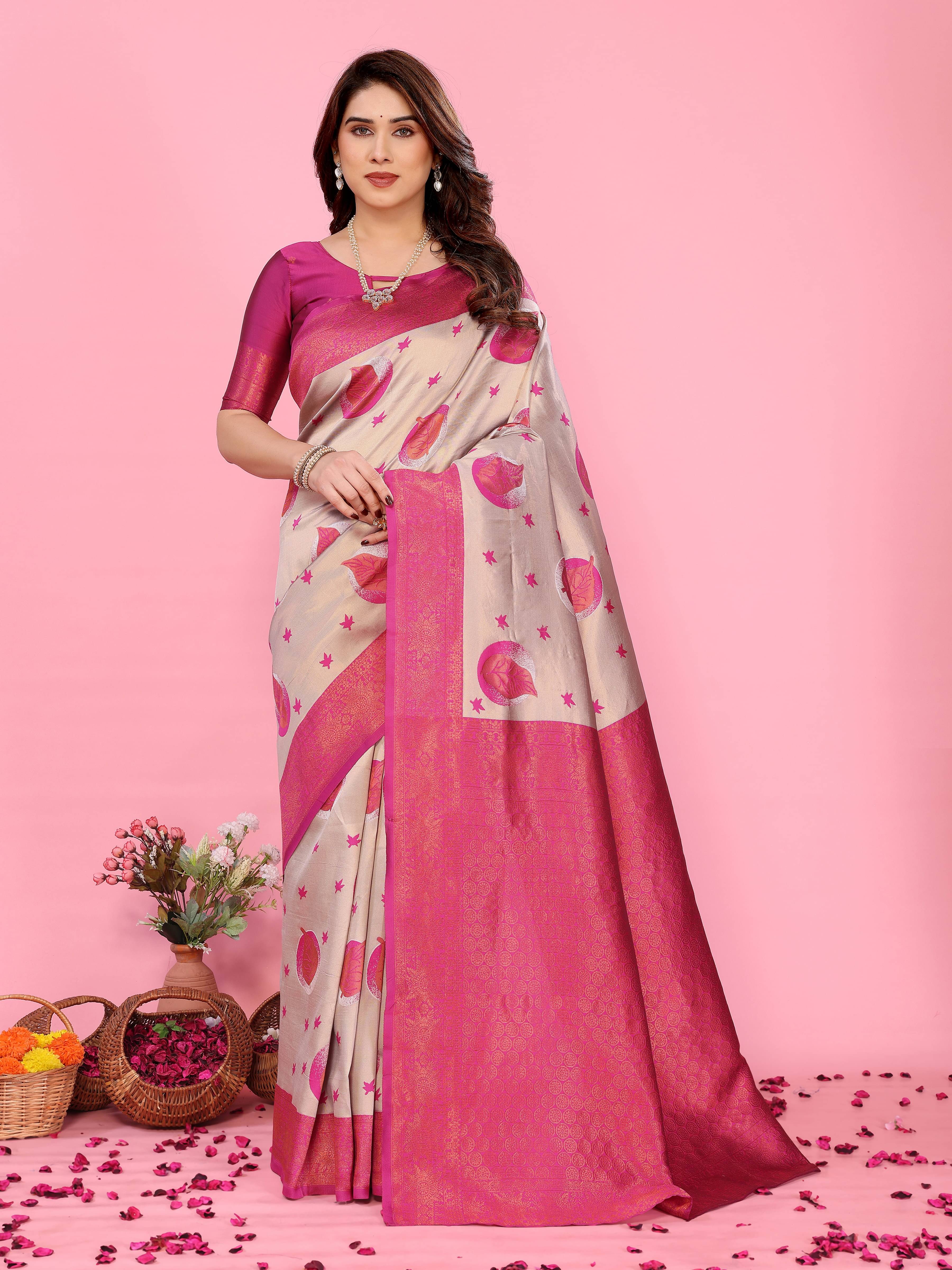     			INDIAN SILKS Cotton Embroidered Banarasi saree With Unstitched Blouse Piece ( Cream )