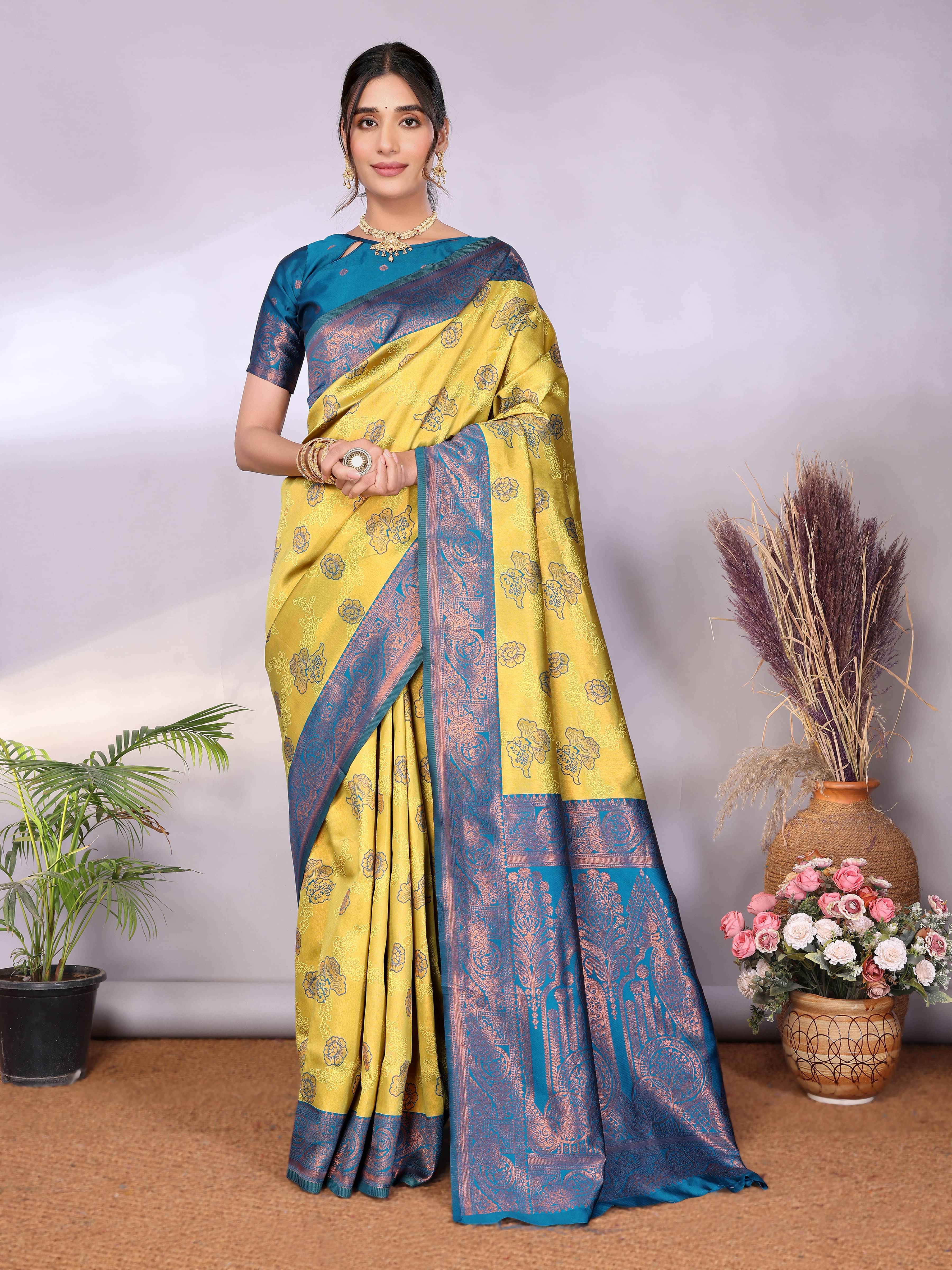 INDIAN SILKS Cotton Embroidered Banarasi saree With Unstitched Blouse Piece ( Multicolor 5 ) INDIAN SILKS Cotton Embroidered Banarasi saree With Unstitched Blouse Piece ( Multicolor 5 )