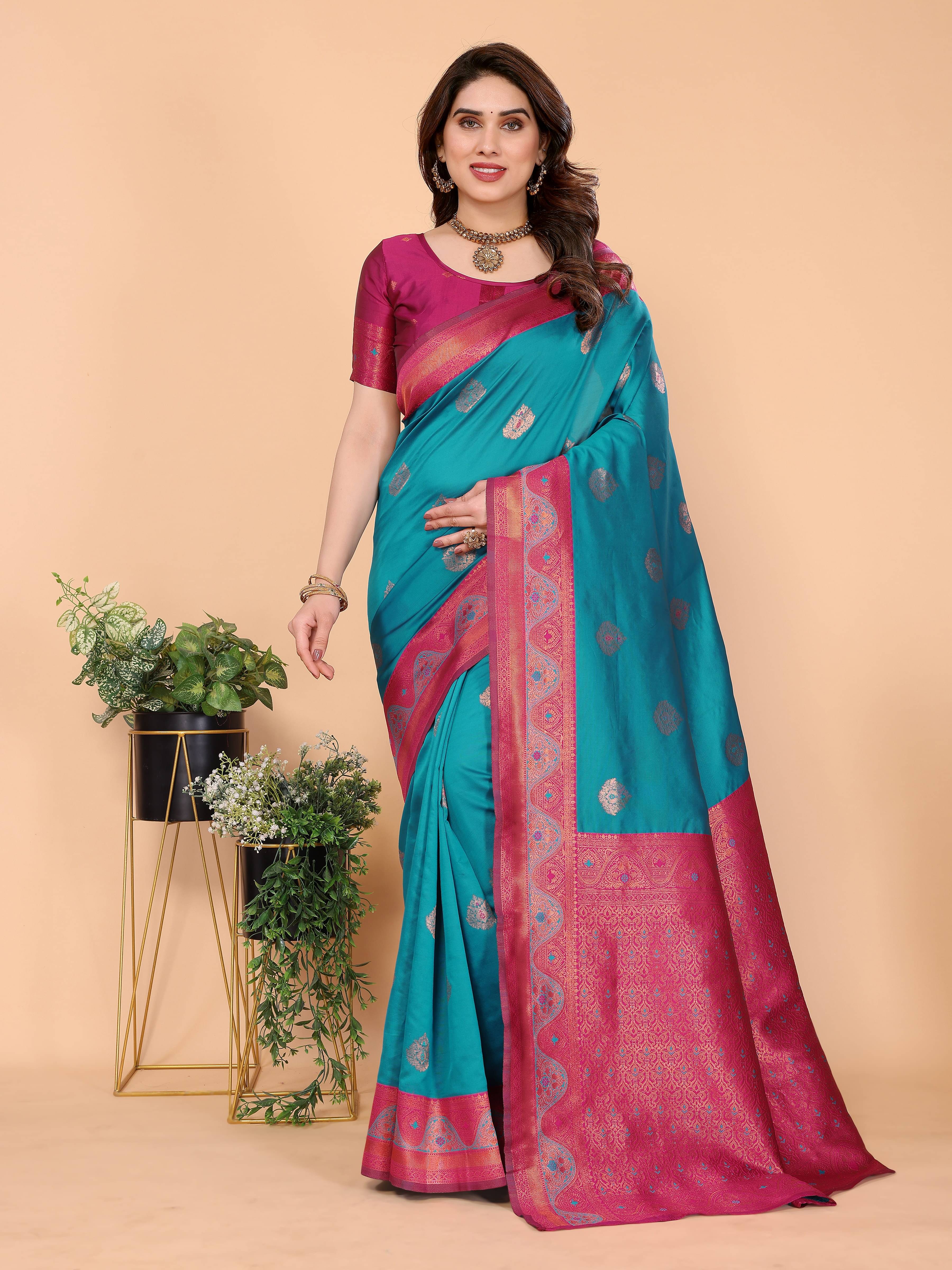 INDIAN SILKS Cotton Embroidered Banarasi saree With Unstitched Blouse Piece ( Multicolor 20 ) INDIAN SILKS Cotton Embroidered Banarasi saree With Unstitched Blouse Piece ( Multicolor 20 )