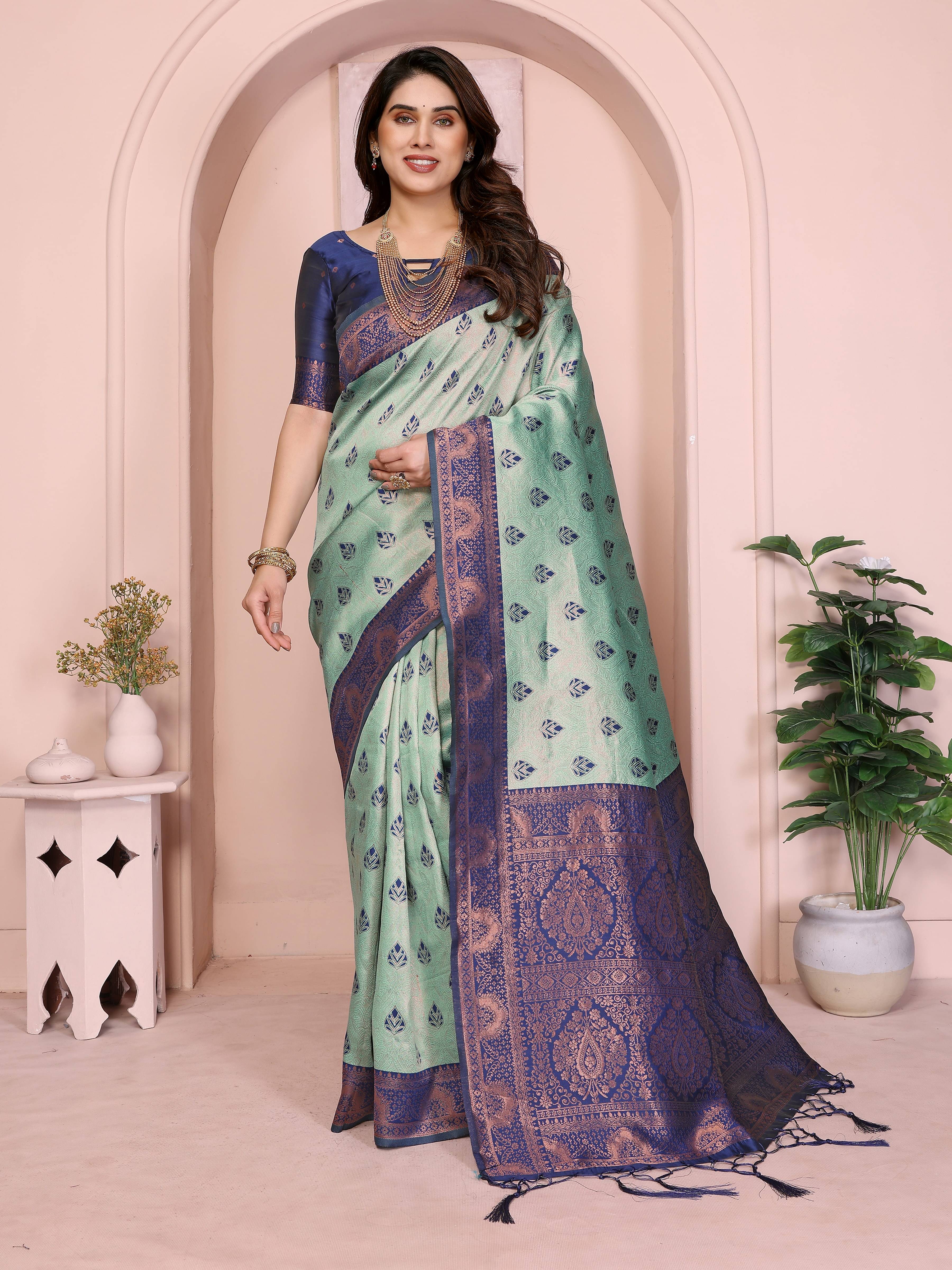     			INDIAN SILKS Cotton Embroidered Banarasi saree With Unstitched Blouse Piece ( Multicolor 18 )