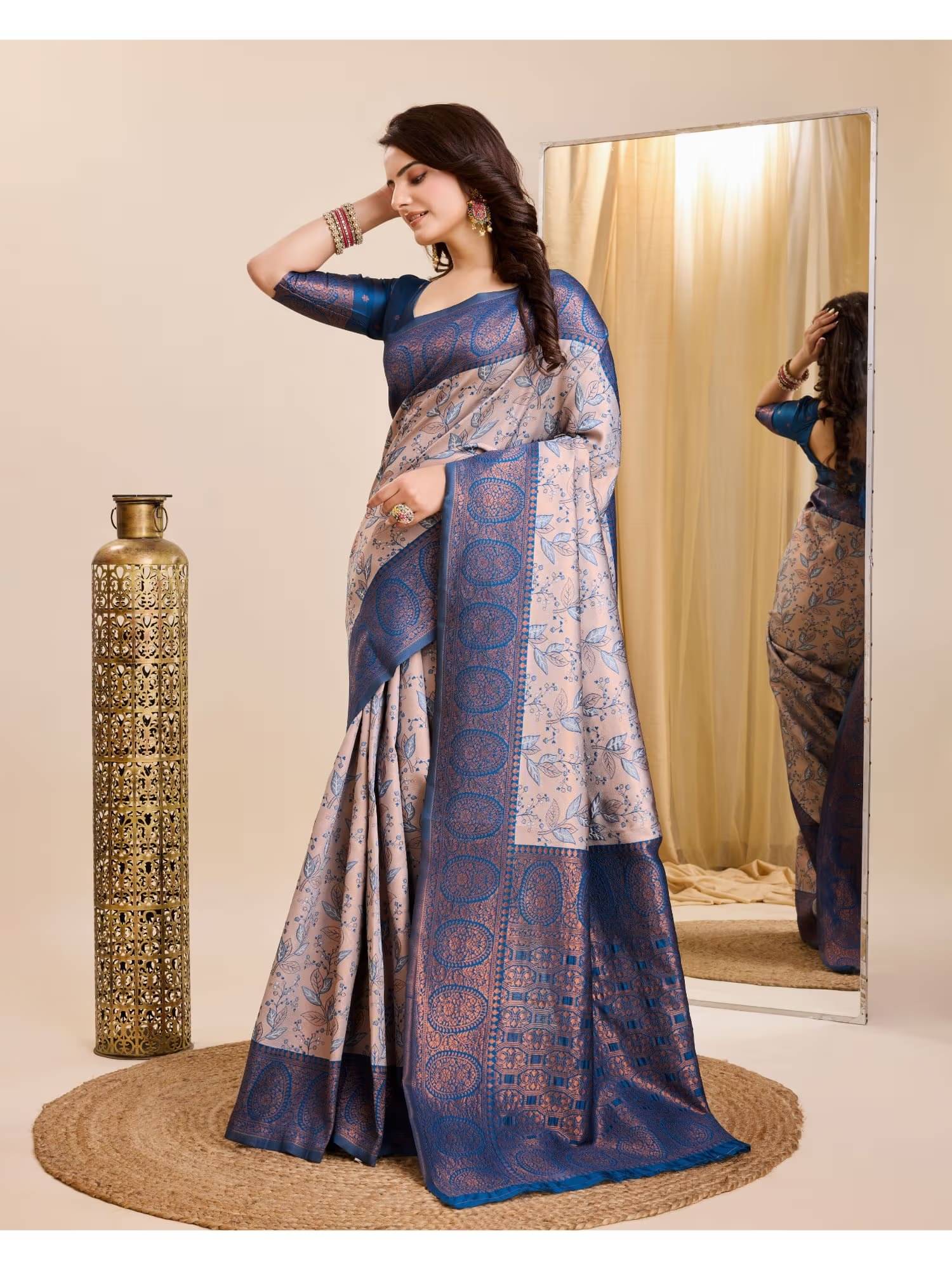 INDIAN SILKS Cotton Embroidered Banarasi saree With Unstitched Blouse Piece ( Multicolor 6 ) INDIAN SILKS Cotton Embroidered Banarasi saree With Unstitched Blouse Piece ( Multicolor 6 )
