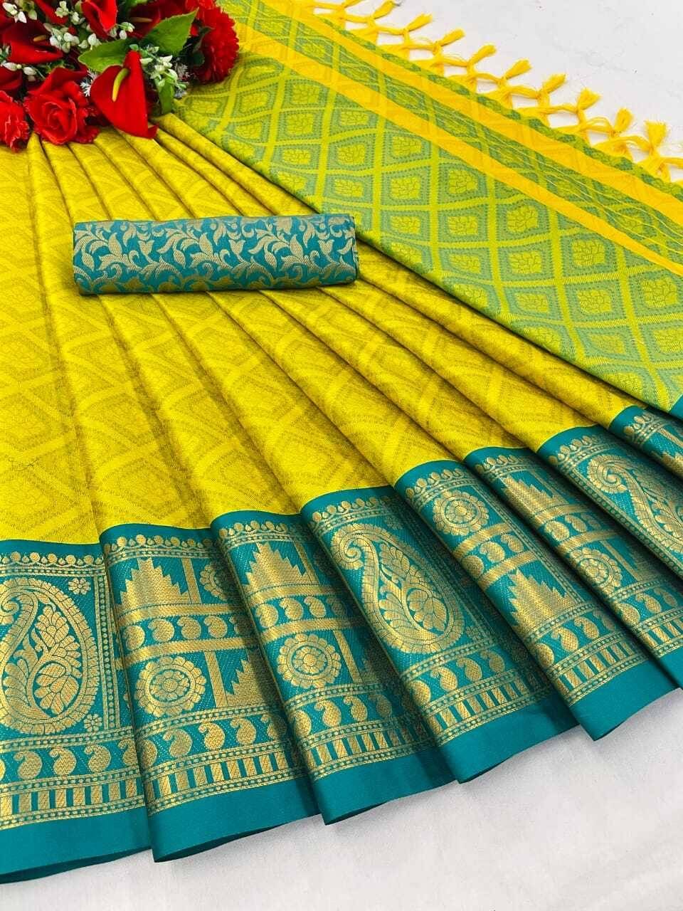 INDIAN SILKS Cotton Printed Regular Saree With Unstitched Blouse Piece ( Rama ) INDIAN SILKS Cotton Printed Regular Saree With Unstitched Blouse Piece ( Rama )