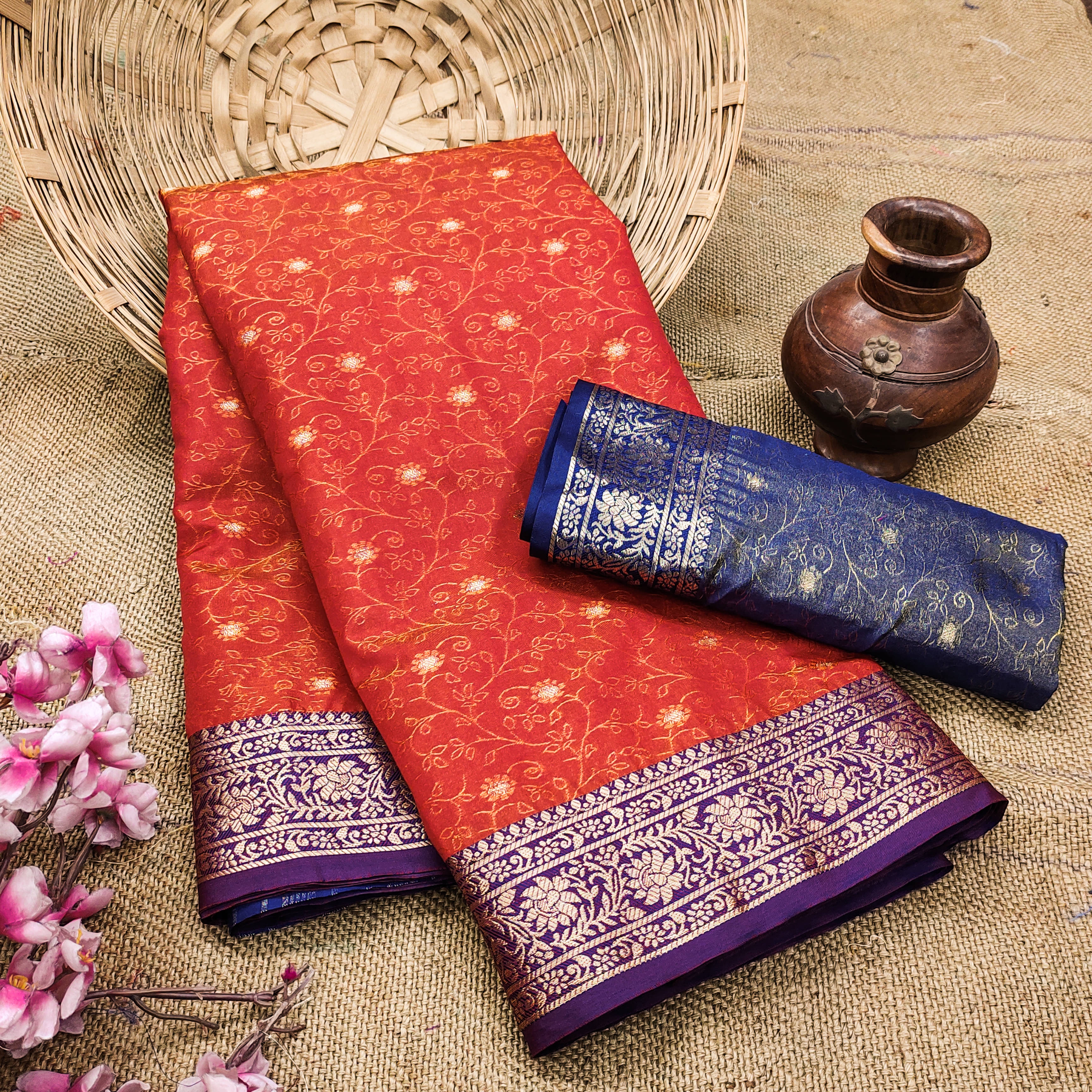     			INDIAN SILKS Cotton Silk Embroidered Regular Saree With Unstitched Blouse Piece ( Red )