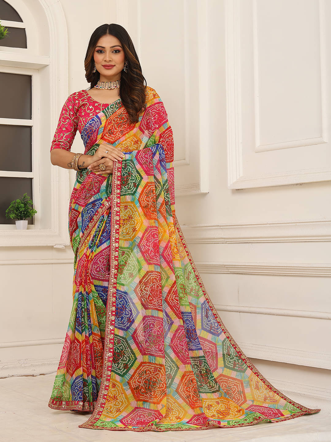 Kanooda Prints Georgette Printed Regular Saree With Unstitched Blouse Piece ( Multicolor 1 ) Kanooda Prints Georgette Printed Regular Saree With Unstitched Blouse Piece ( Multicolor 1 )